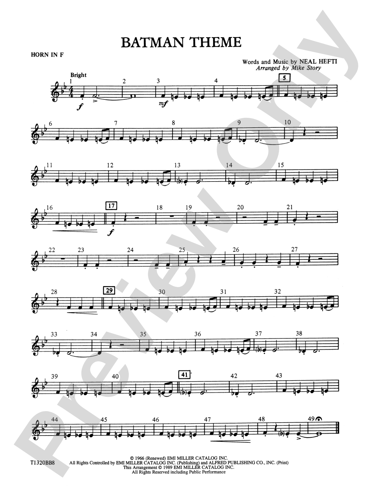 Batman Theme (from the Original TV Series): 1st F Horn