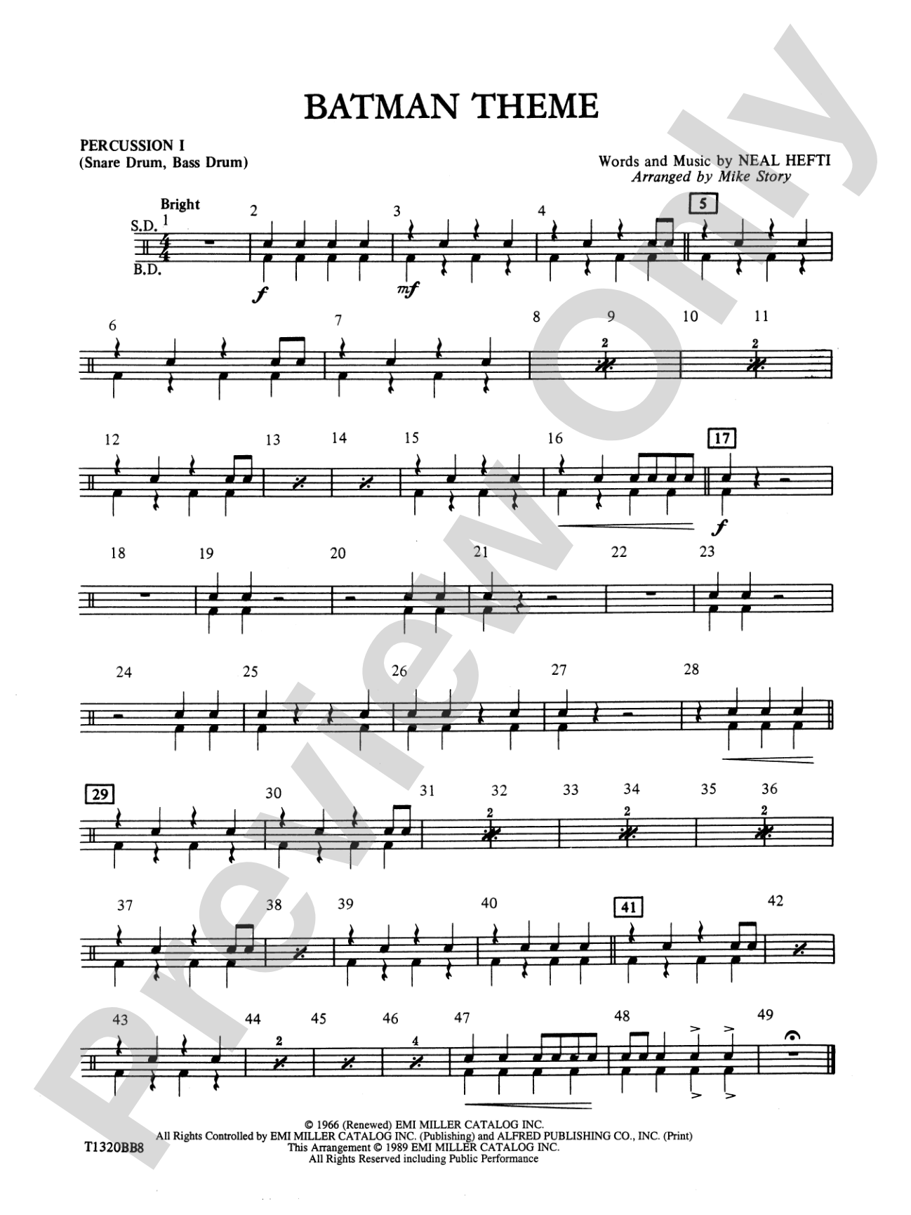 Batman Theme (from the Original TV Series): 1st Percussion