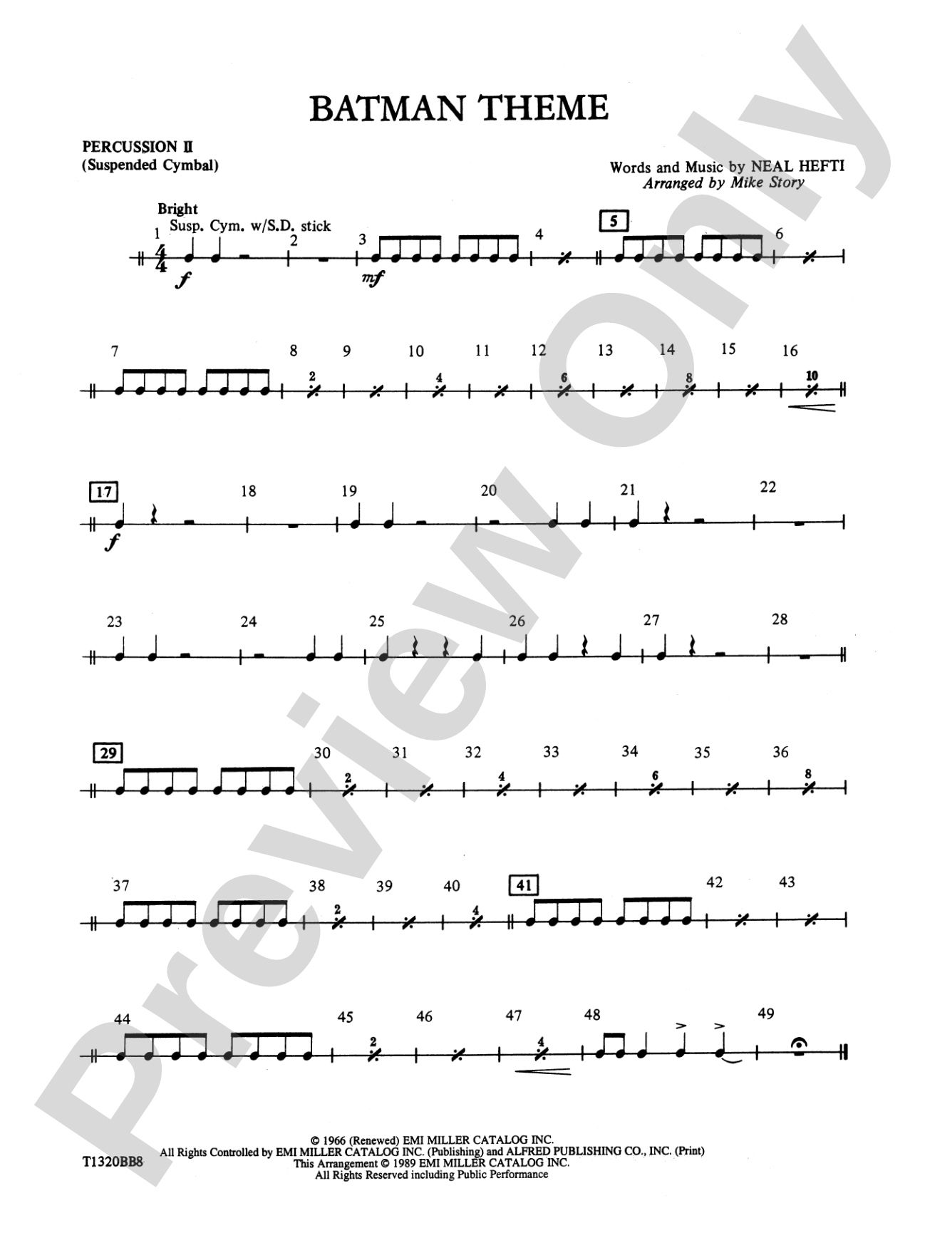 Batman Theme (from the Original TV Series): 2nd Percussion