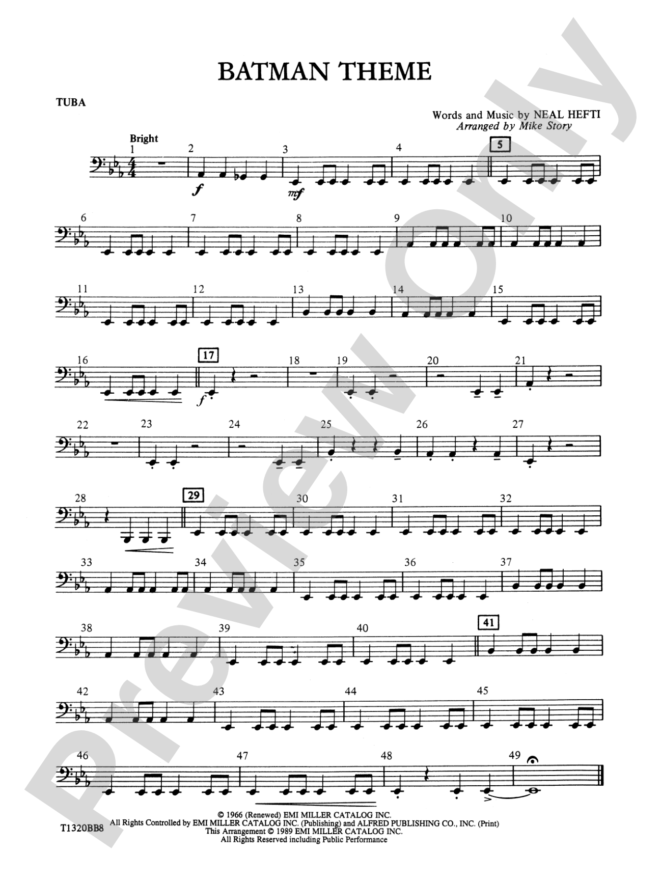 Batman Theme (from the Original TV Series): Tuba