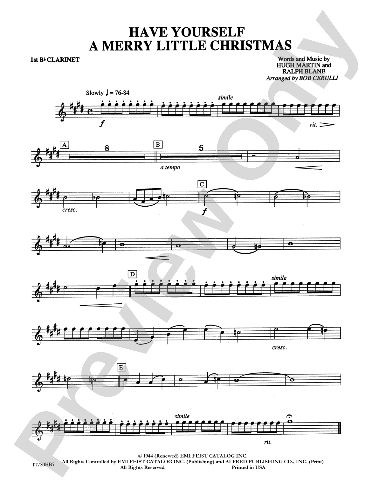 Have Yourself a Merry Little Christmas: 1st B-flat Clarinet
