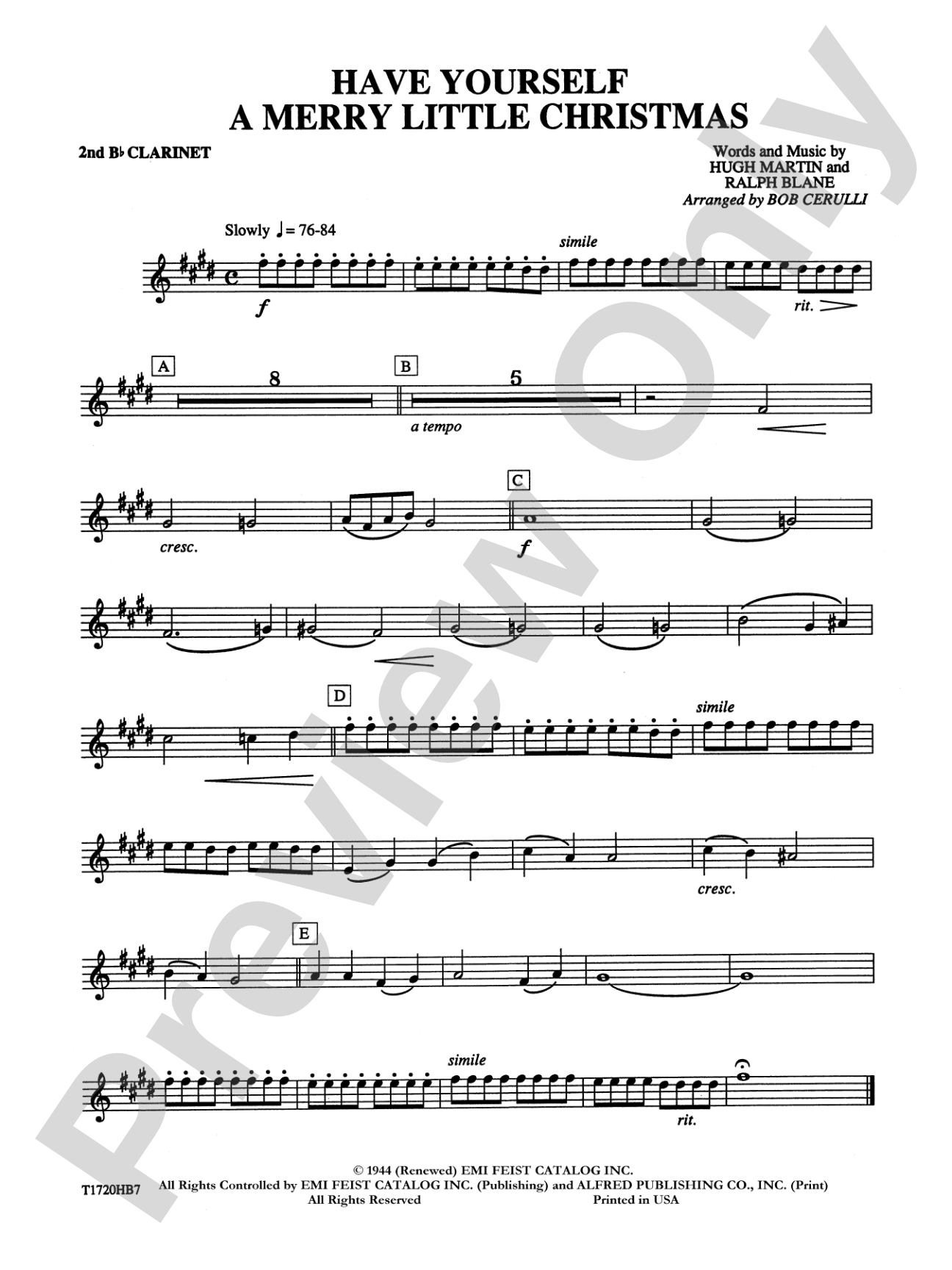 Have Yourself a Merry Little Christmas: 2nd B-flat Clarinet