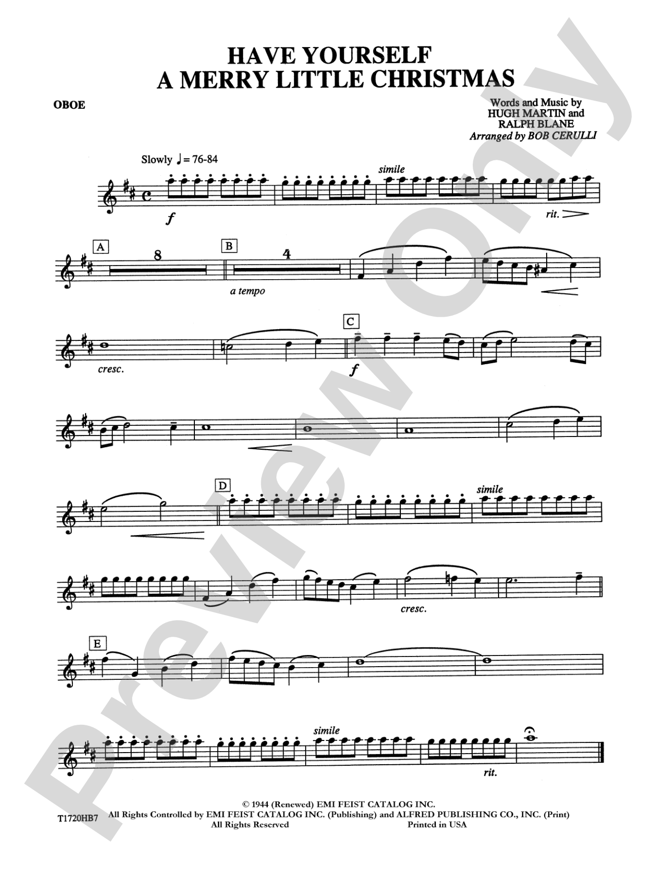Have Yourself a Merry Little Christmas: Oboe