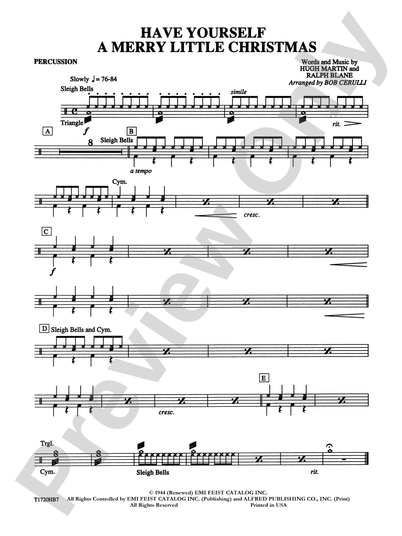 Have Yourself a Merry Little Christmas: 1st Percussion
