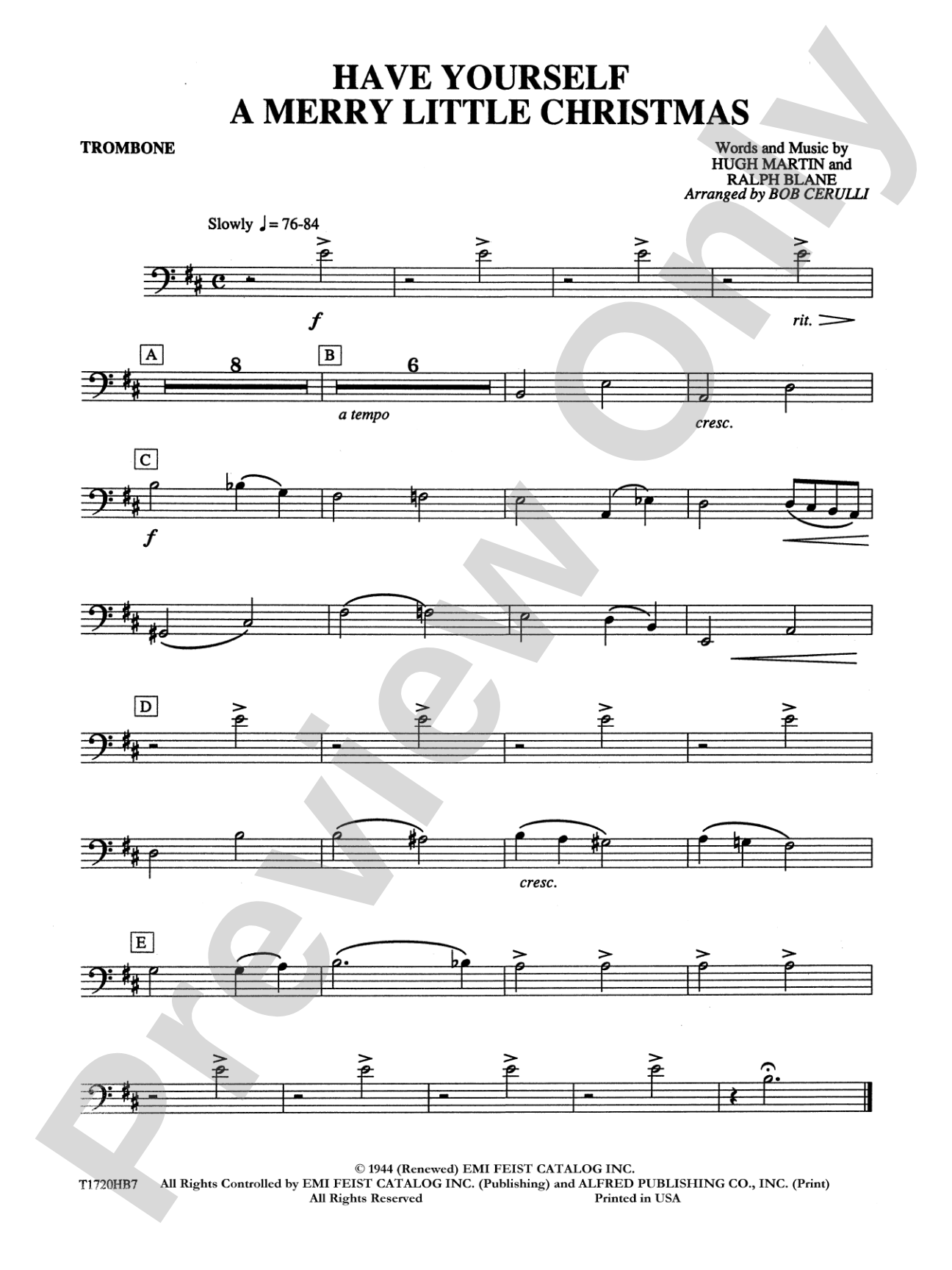 Have Yourself a Merry Little Christmas: 1st Trombone