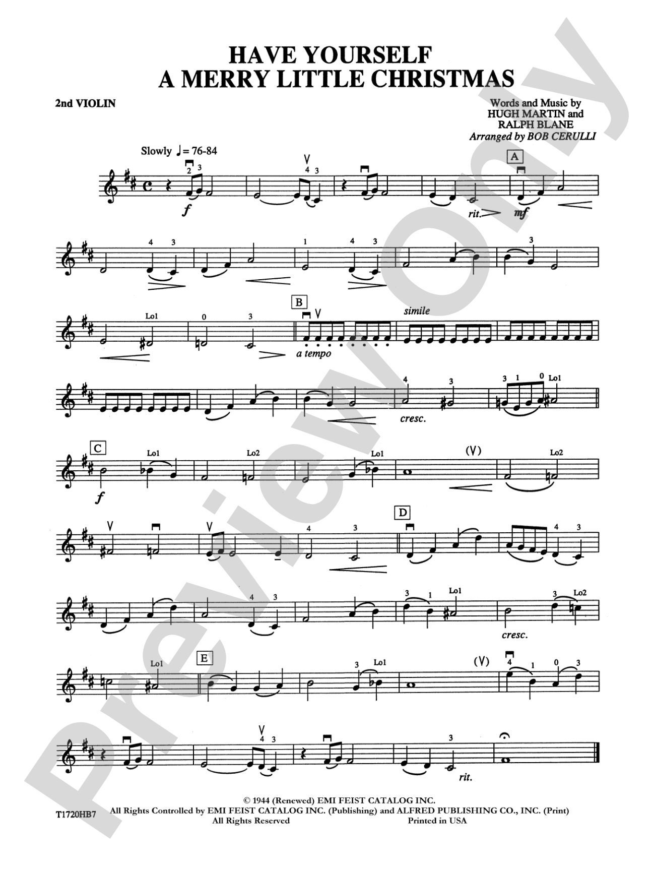 Have Yourself a Merry Little Christmas: 2nd Violin