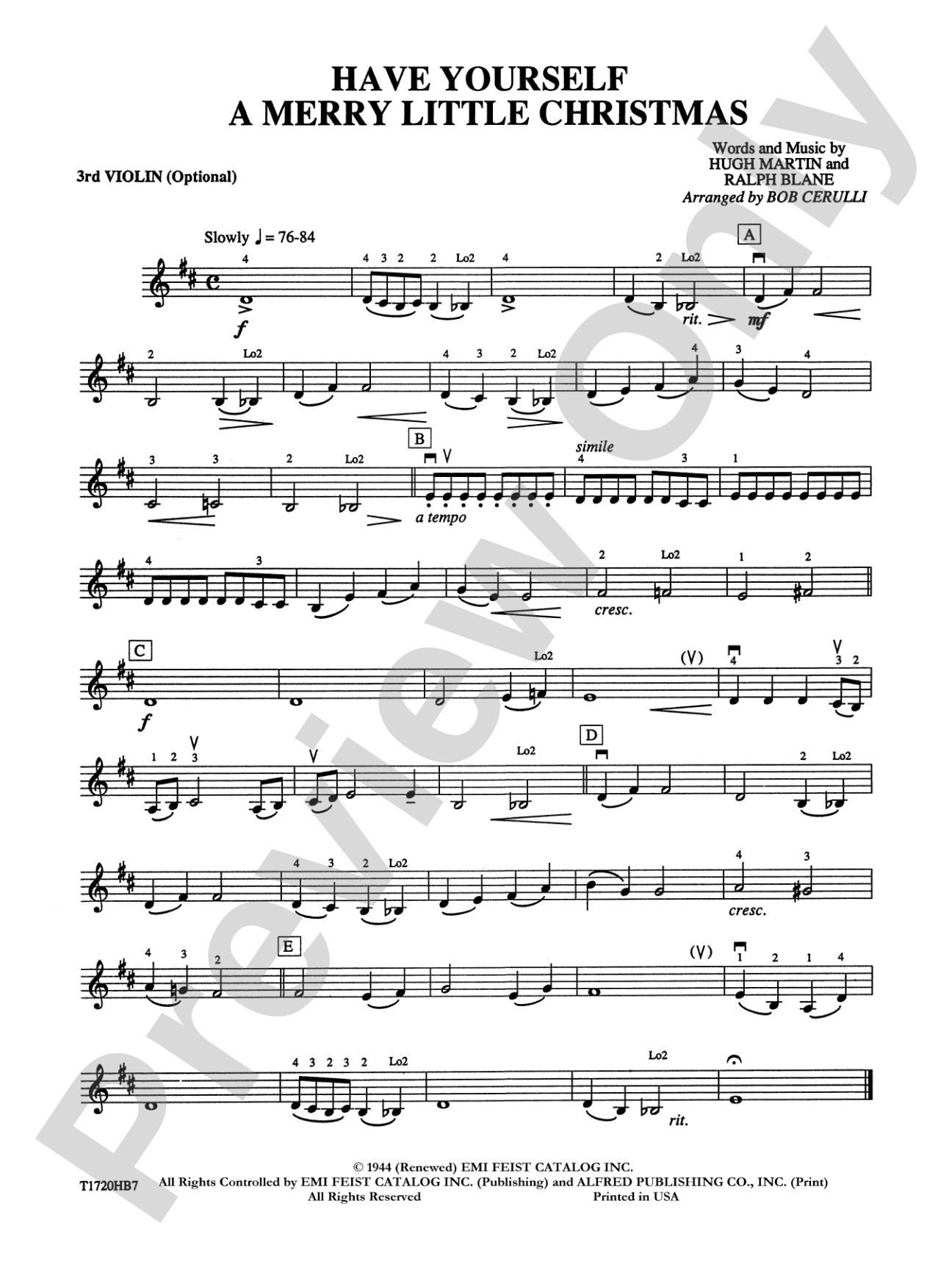 Have Yourself a Merry Little Christmas: 3rd Violin (Viola [TC])
