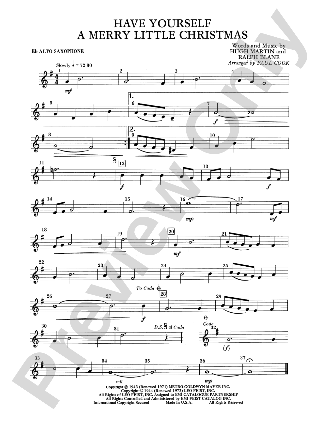 Have Yourself a Merry Little Christmas: E-flat Alto Saxophone