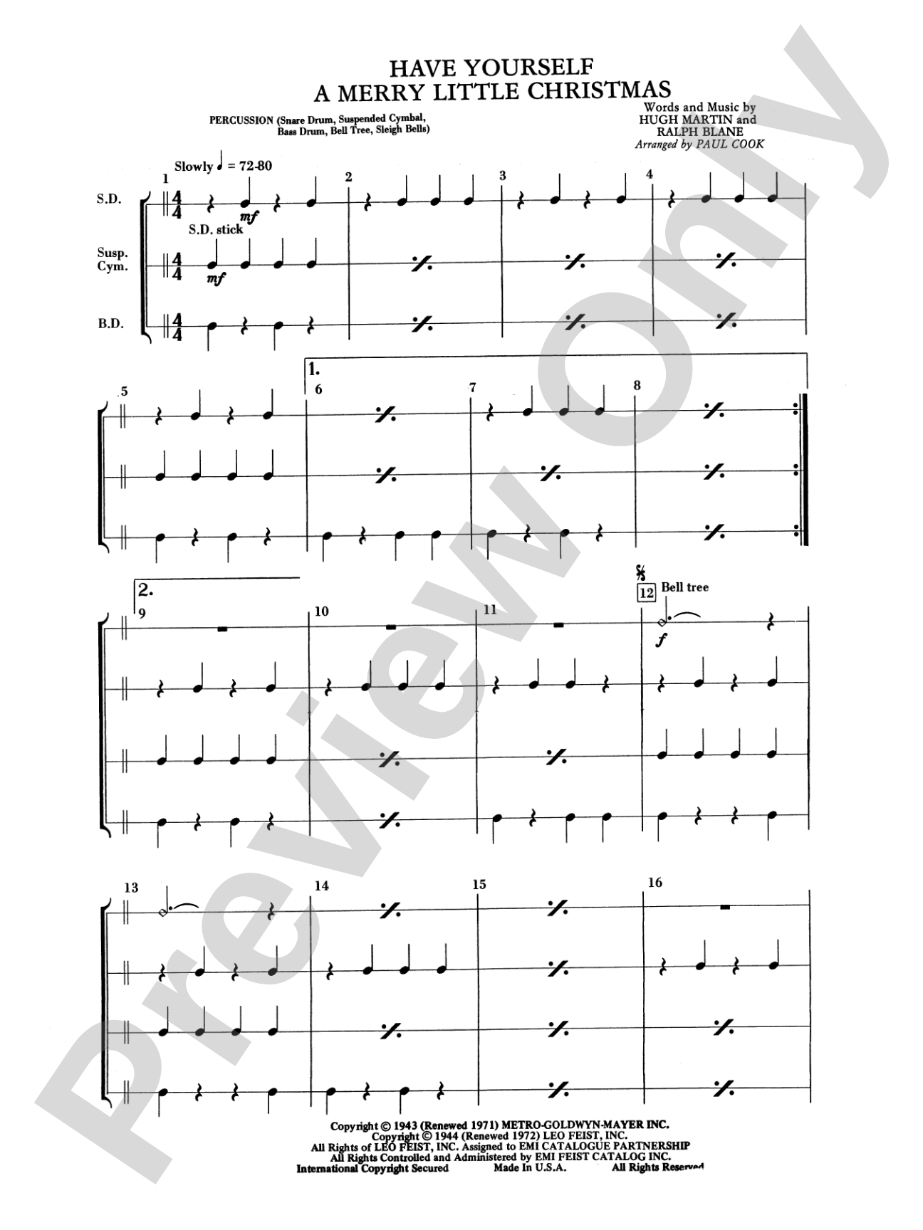 Have Yourself a Merry Little Christmas: 1st Percussion