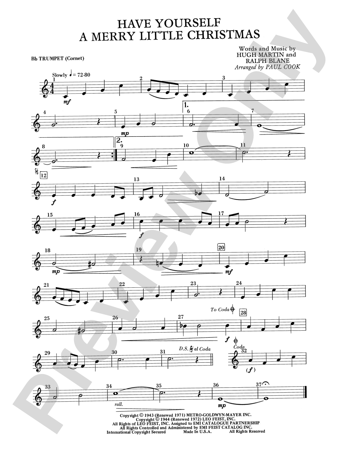 Have Yourself a Merry Little Christmas: 1st B-flat Trumpet