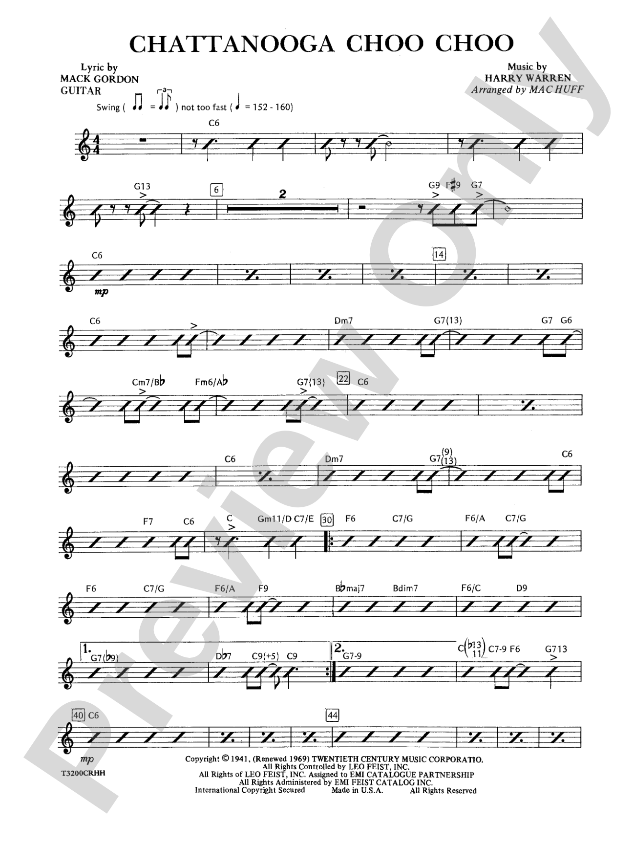 Chattanooga Choo Choo: Guitar: Choral Octavo Acc. Pak