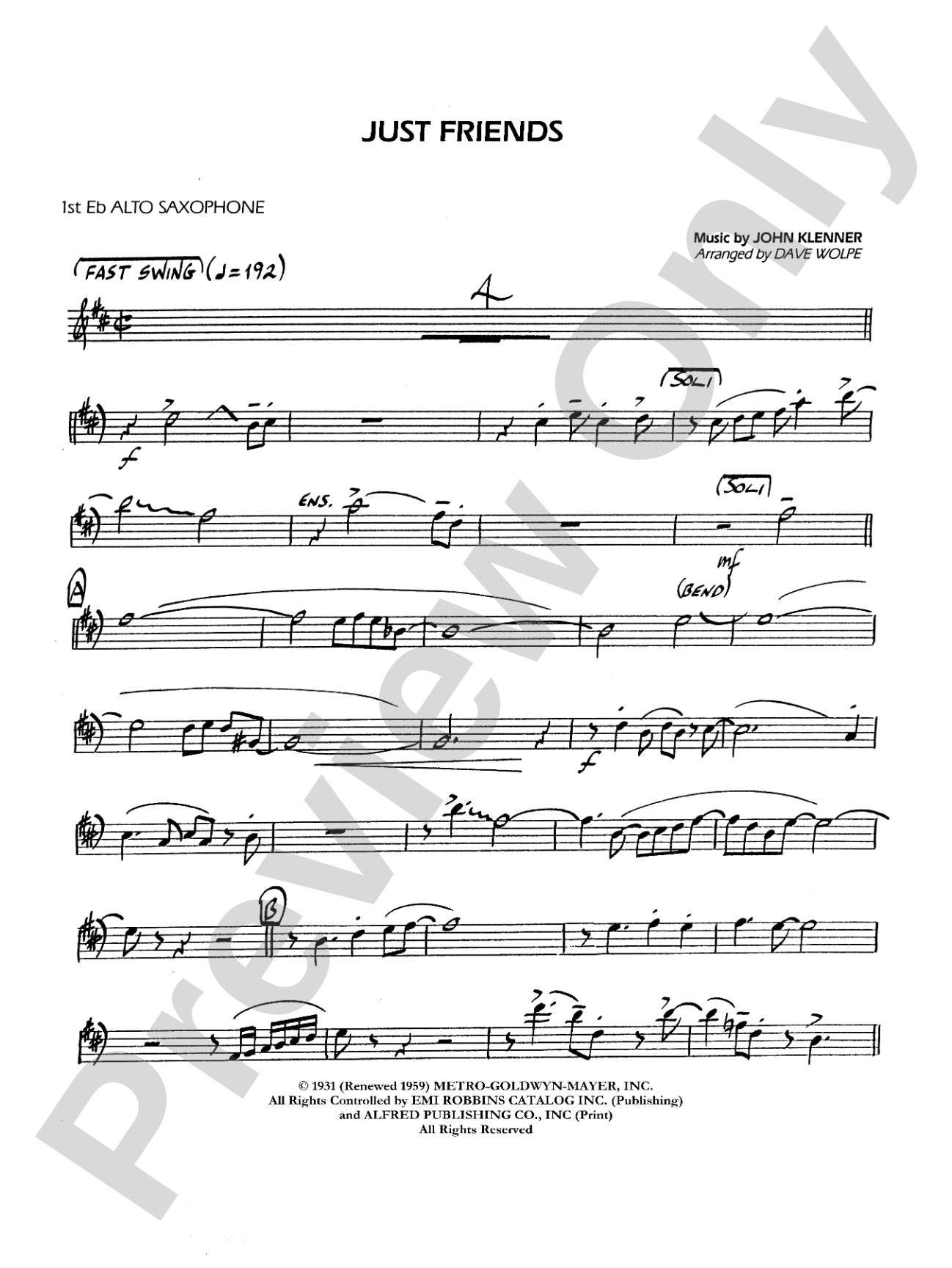 Just Friends: E-flat Alto Saxophone