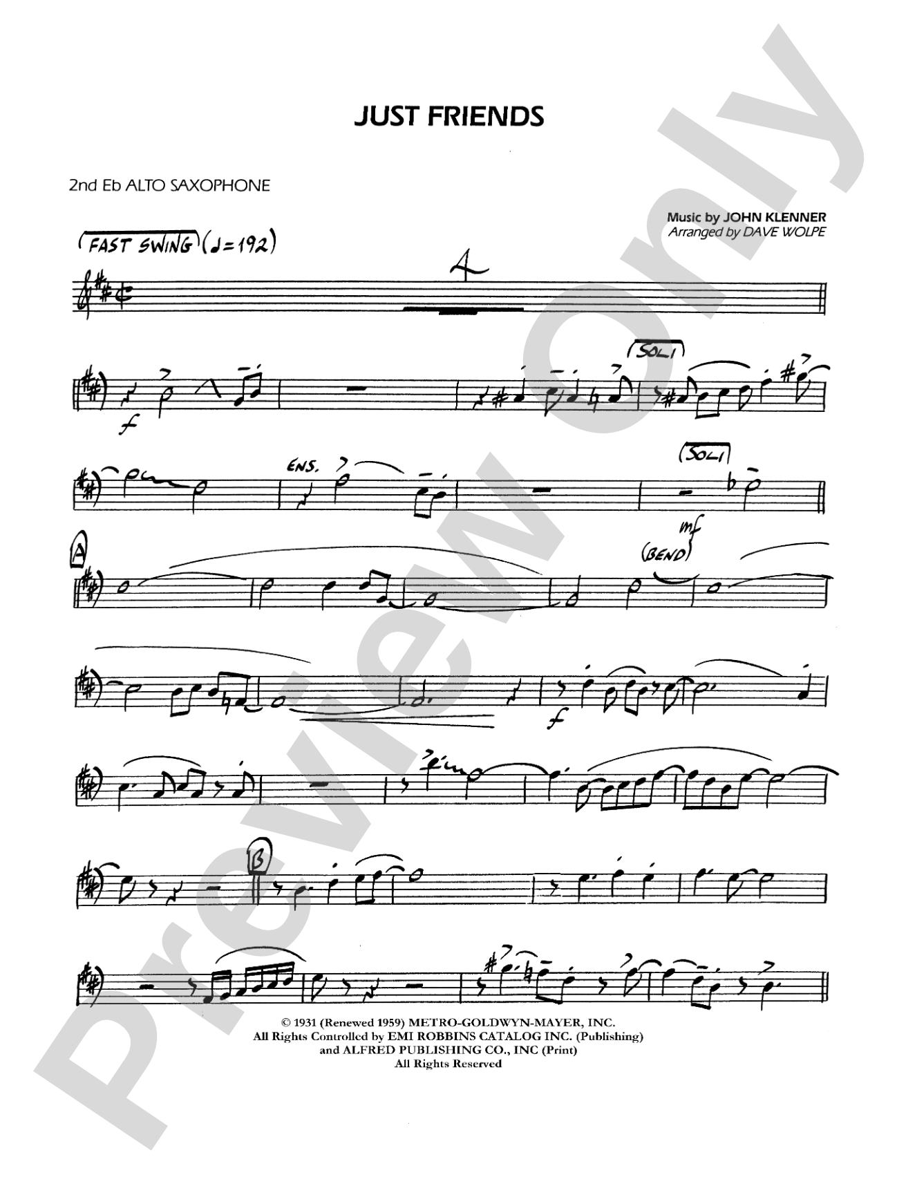 Just Friends: 2nd E-flat Alto Saxophone