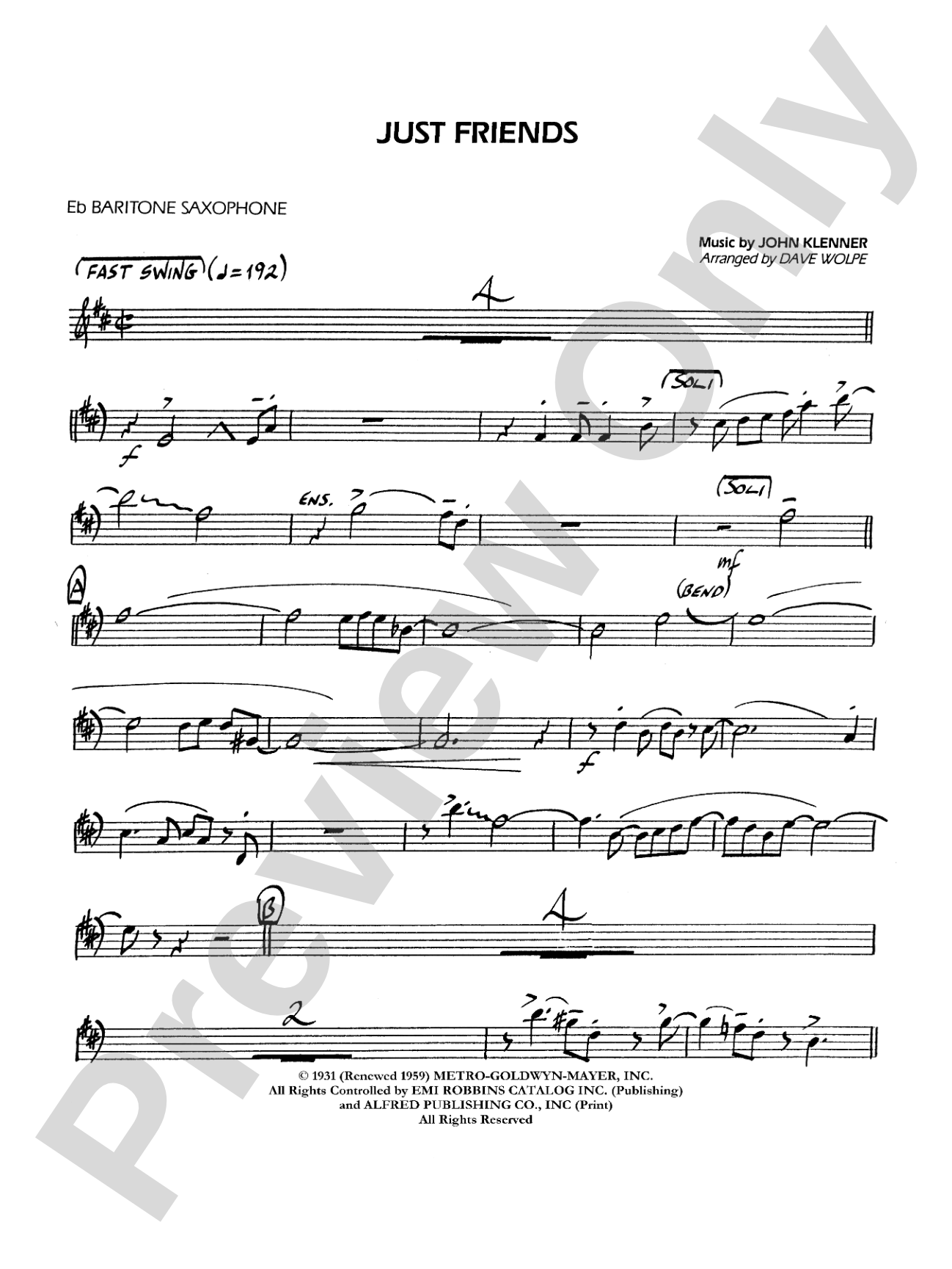 Just Friends: E-flat Baritone Saxophone