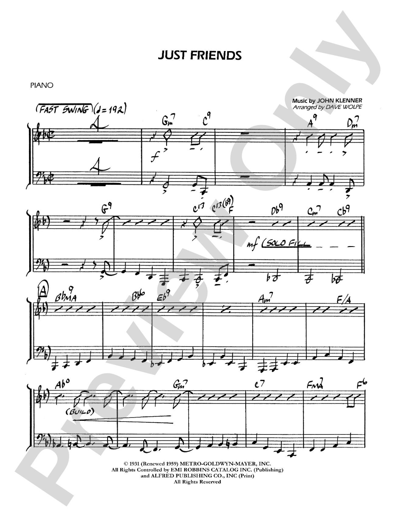 Just Friends: Piano Accompaniment