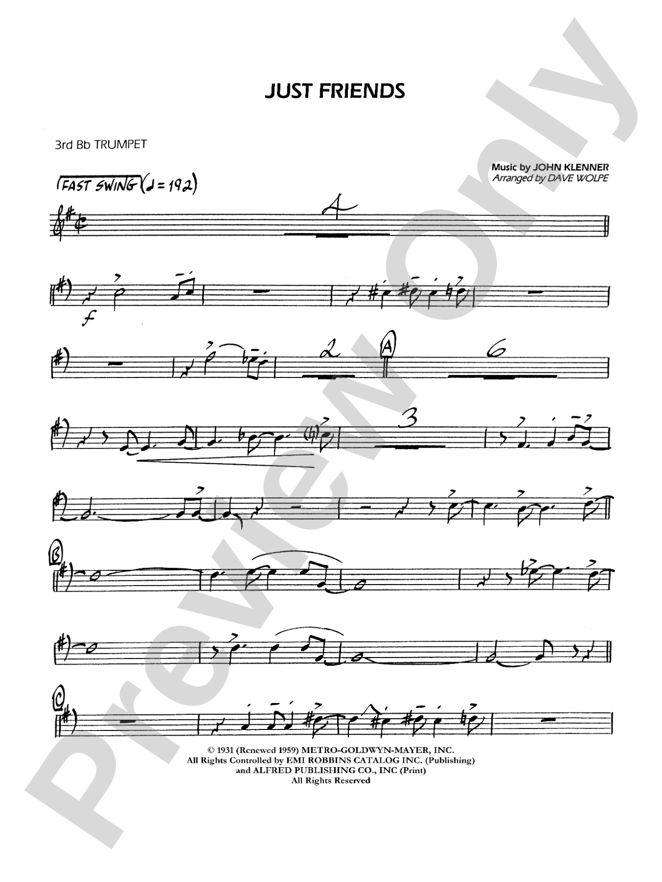 Just Friends: 3rd B-flat Trumpet