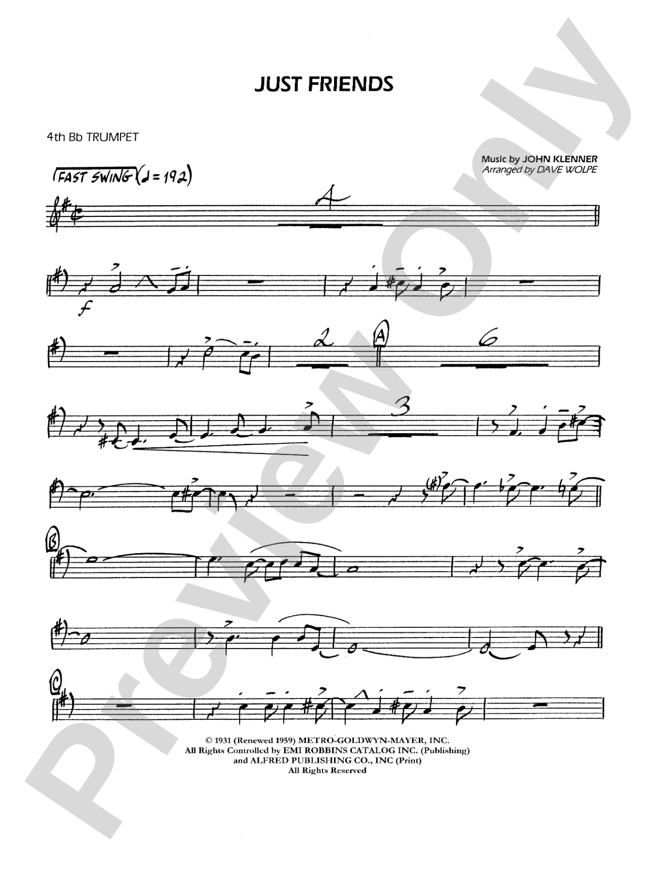 Just Friends: 4th B-flat Trumpet