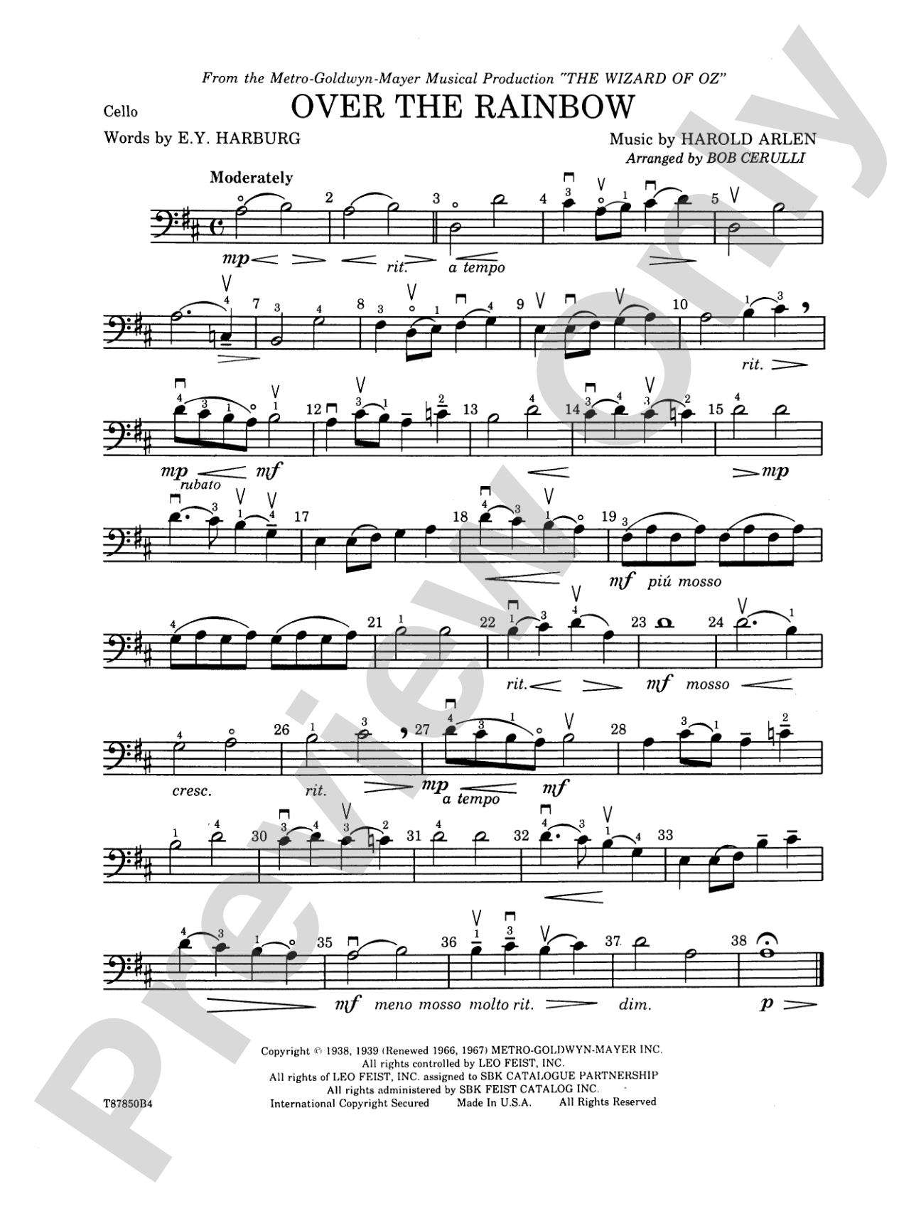 Over the Rainbow: Cello