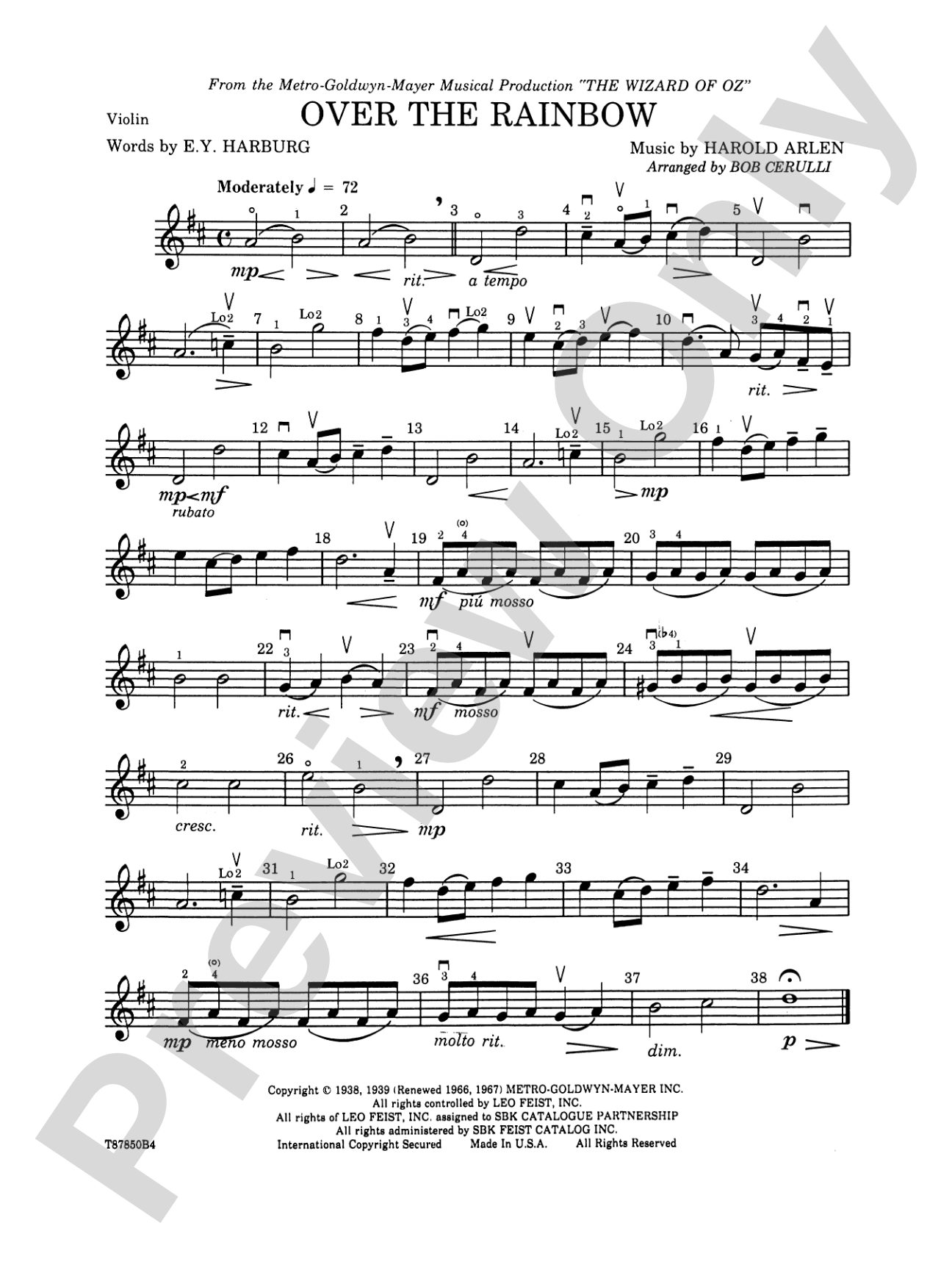 Over the Rainbow: 1st Violin