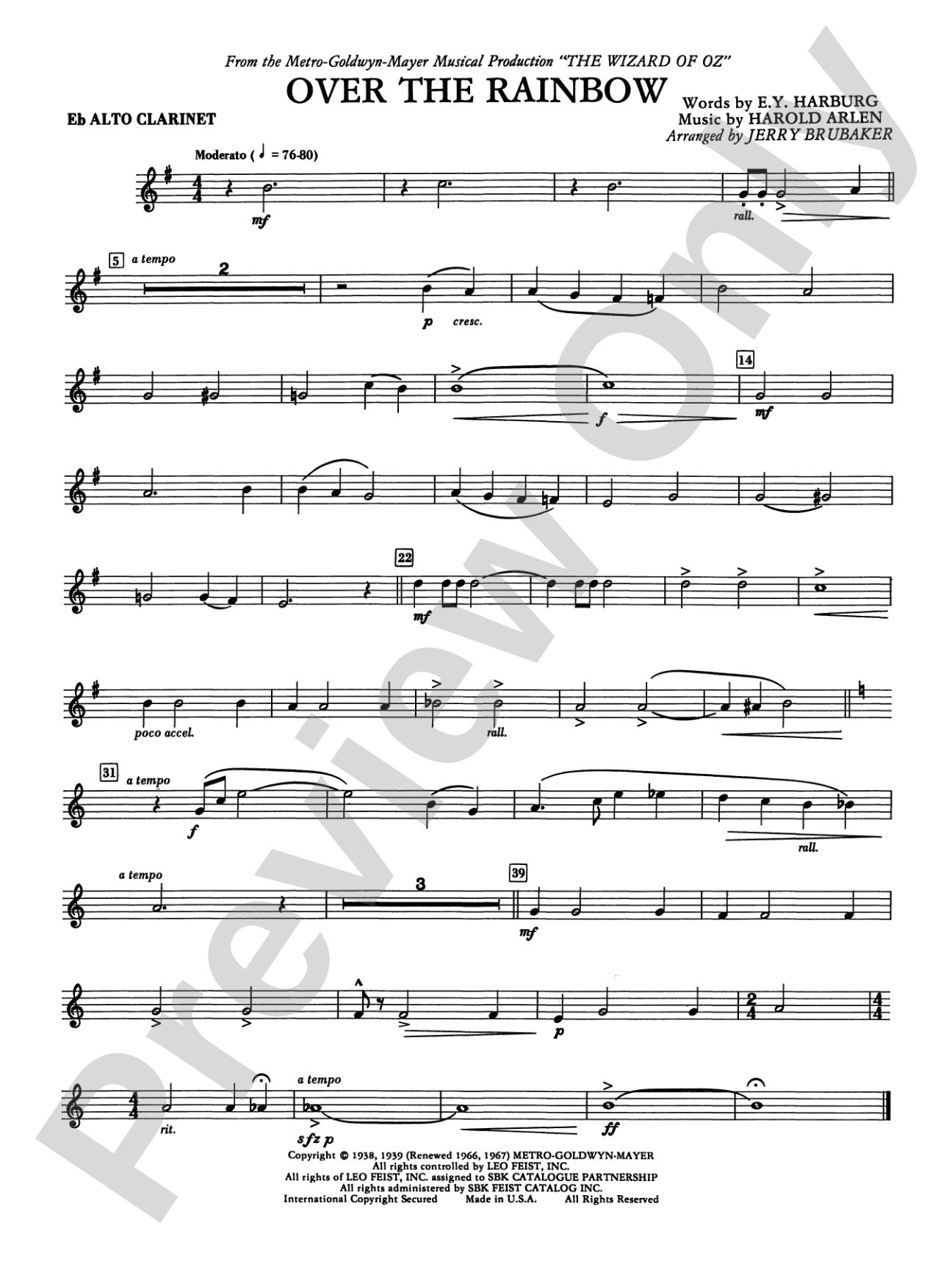 Over the Rainbow: E-flat Alto Clarinet