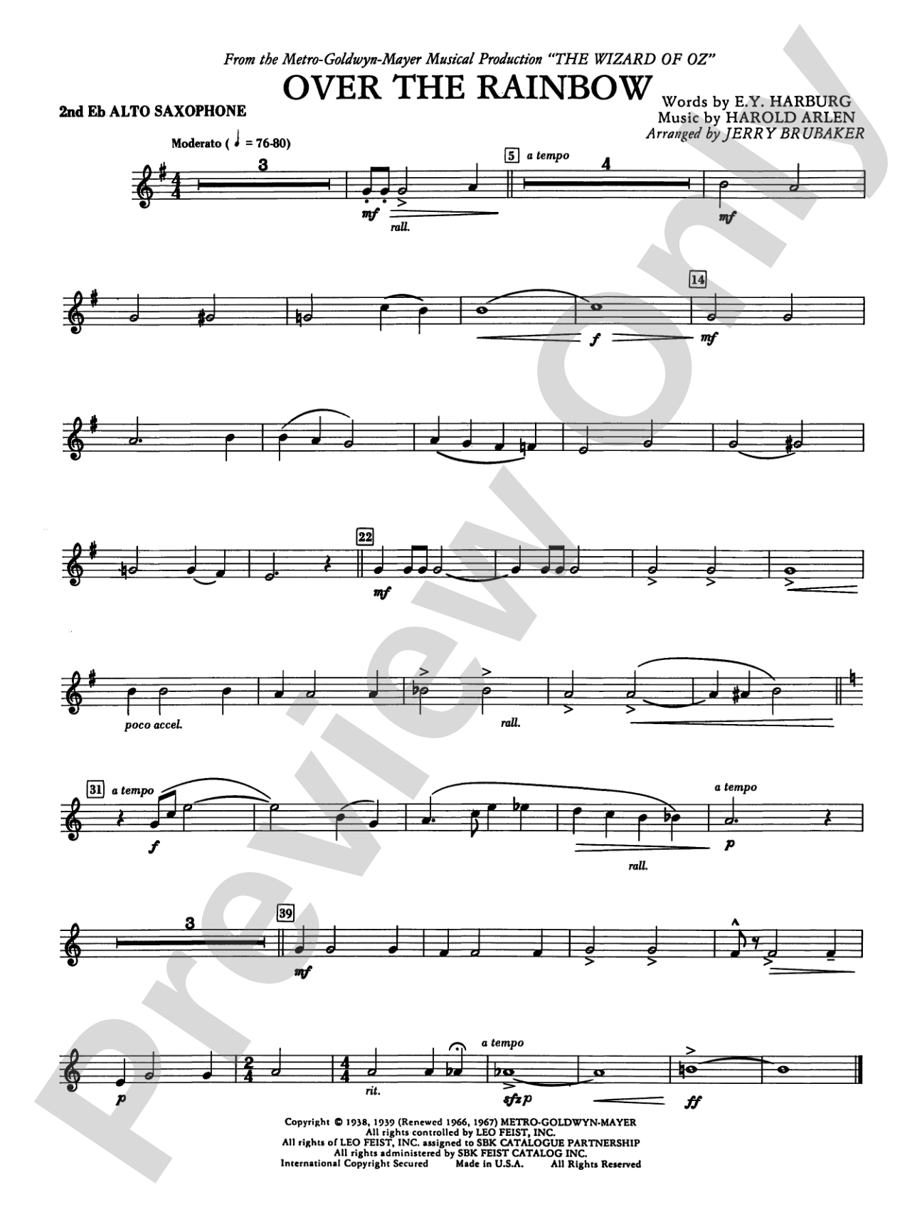 Over the Rainbow: 2nd E-flat Alto Saxophone