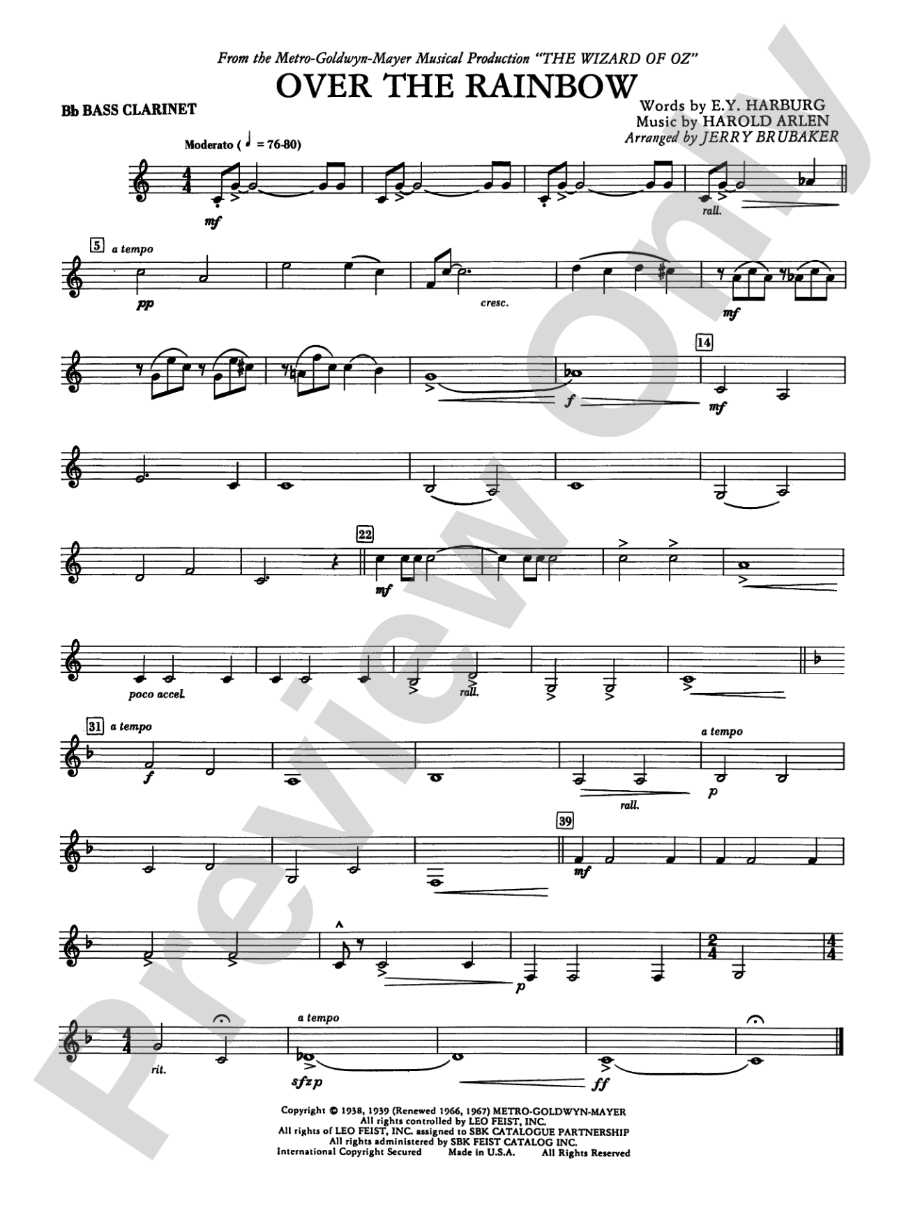 Over the Rainbow: B-flat Bass Clarinet