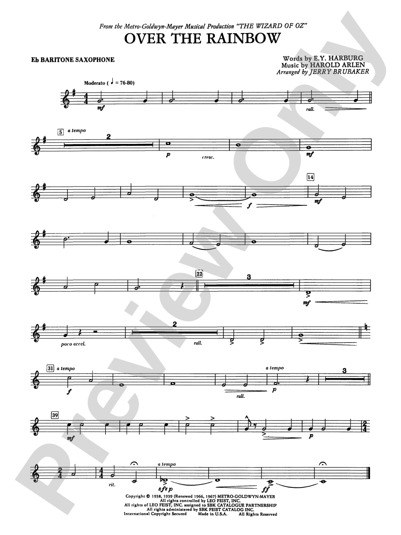 Over the Rainbow: E-flat Baritone Saxophone