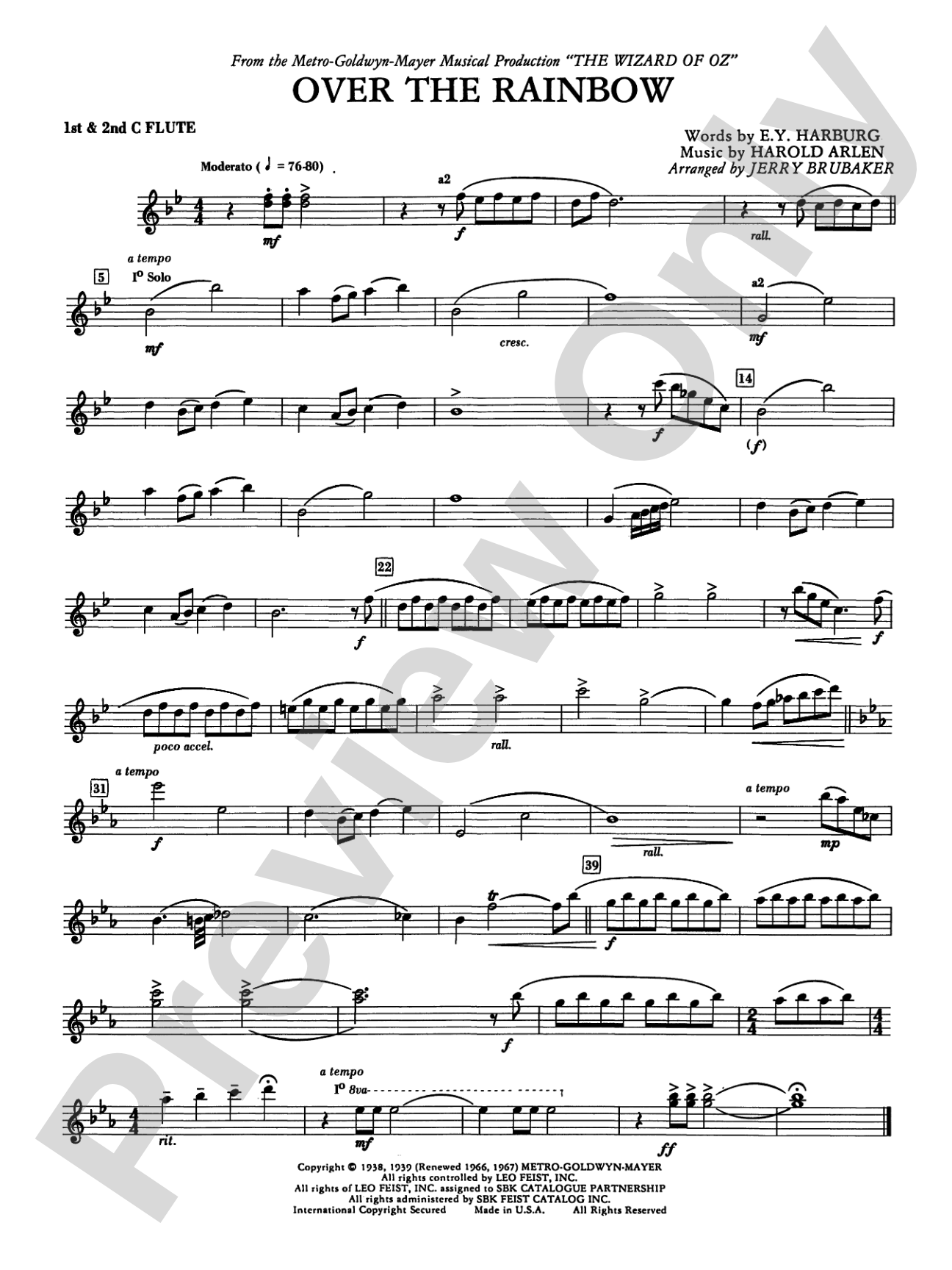 Over the Rainbow: 1st & 2nd Flute