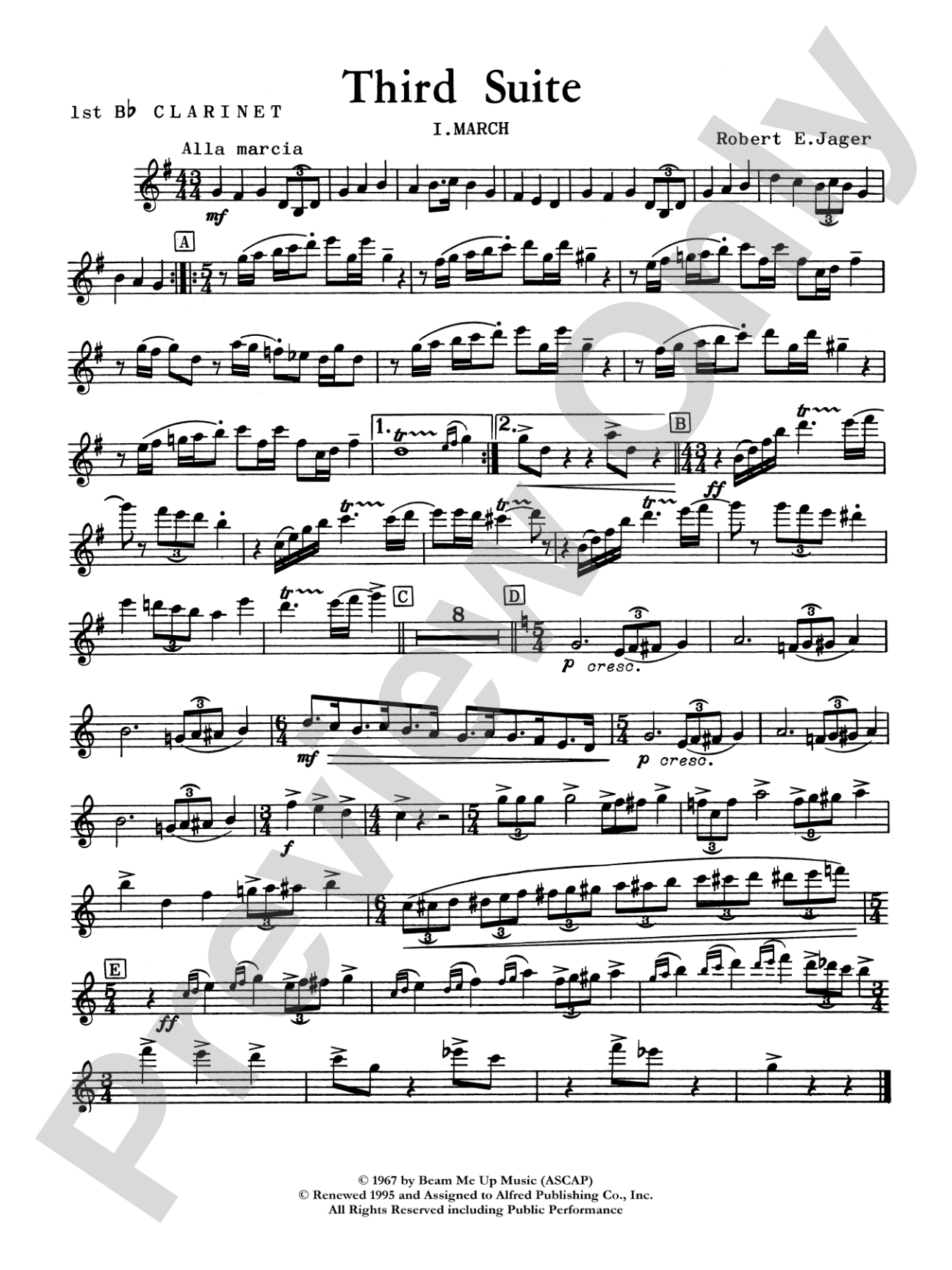 Third Suite (I. March, II. Waltz, III. Rondo): 1st B-flat Clarinet