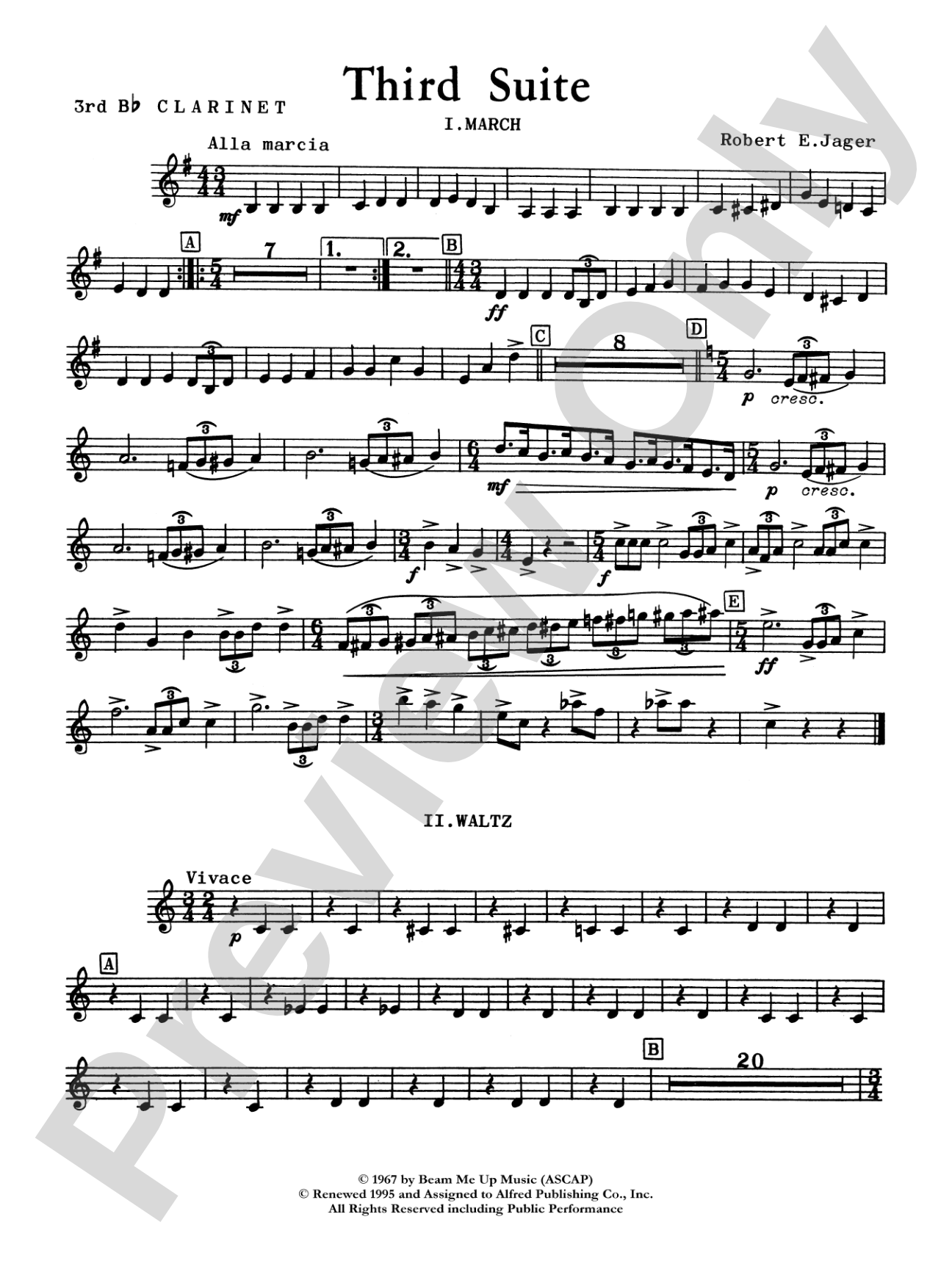 Third Suite (I. March, II. Waltz, III. Rondo): 3rd B-flat Clarinet