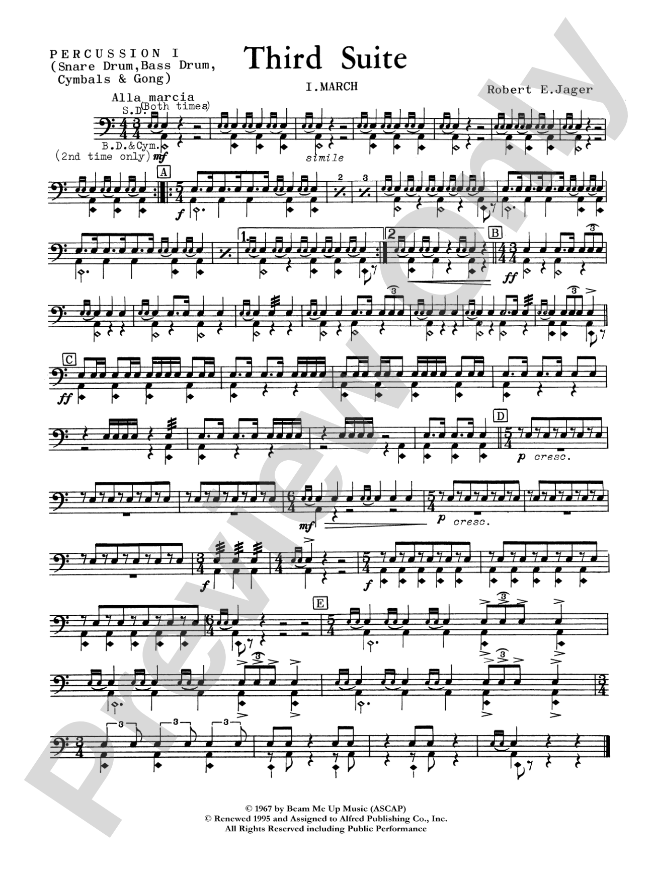 Third Suite (I. March, II. Waltz, III. Rondo): 1st Percussion