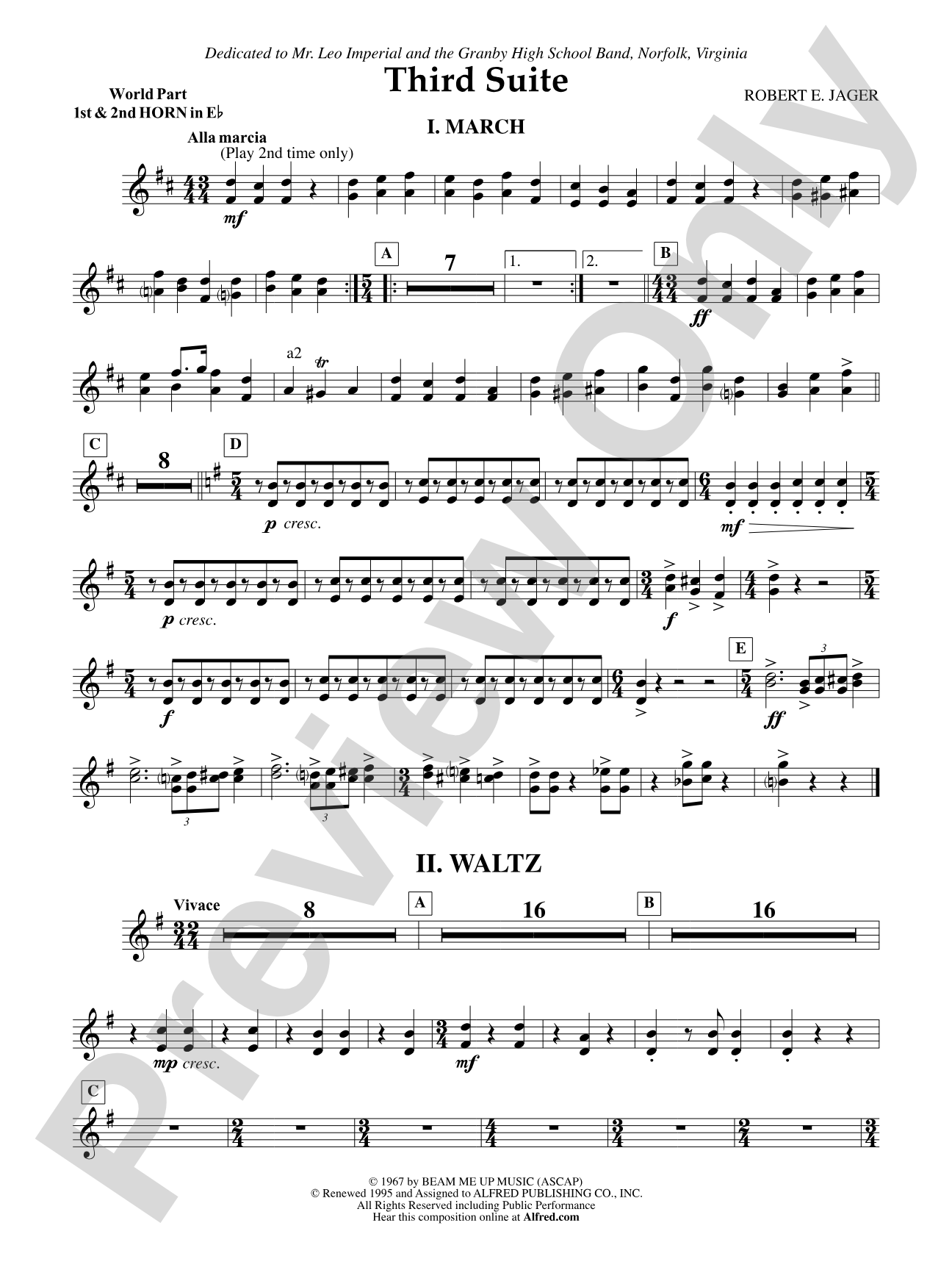 Third Suite (I. March, II. Waltz, III. Rondo): (wp) 1st Horn in E-flat