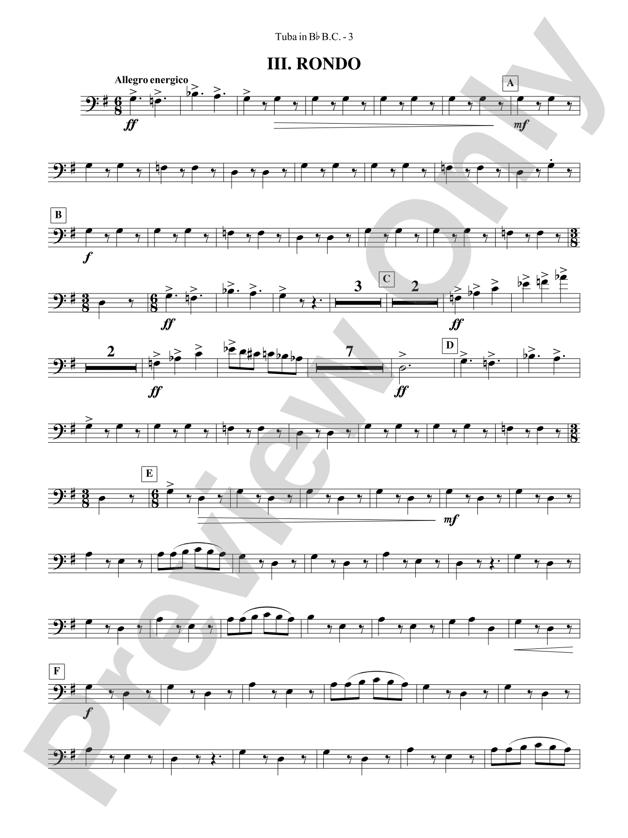 Third Suite (I. March, II. Waltz, III. Rondo): (wp) B-flat Tuba B.C.