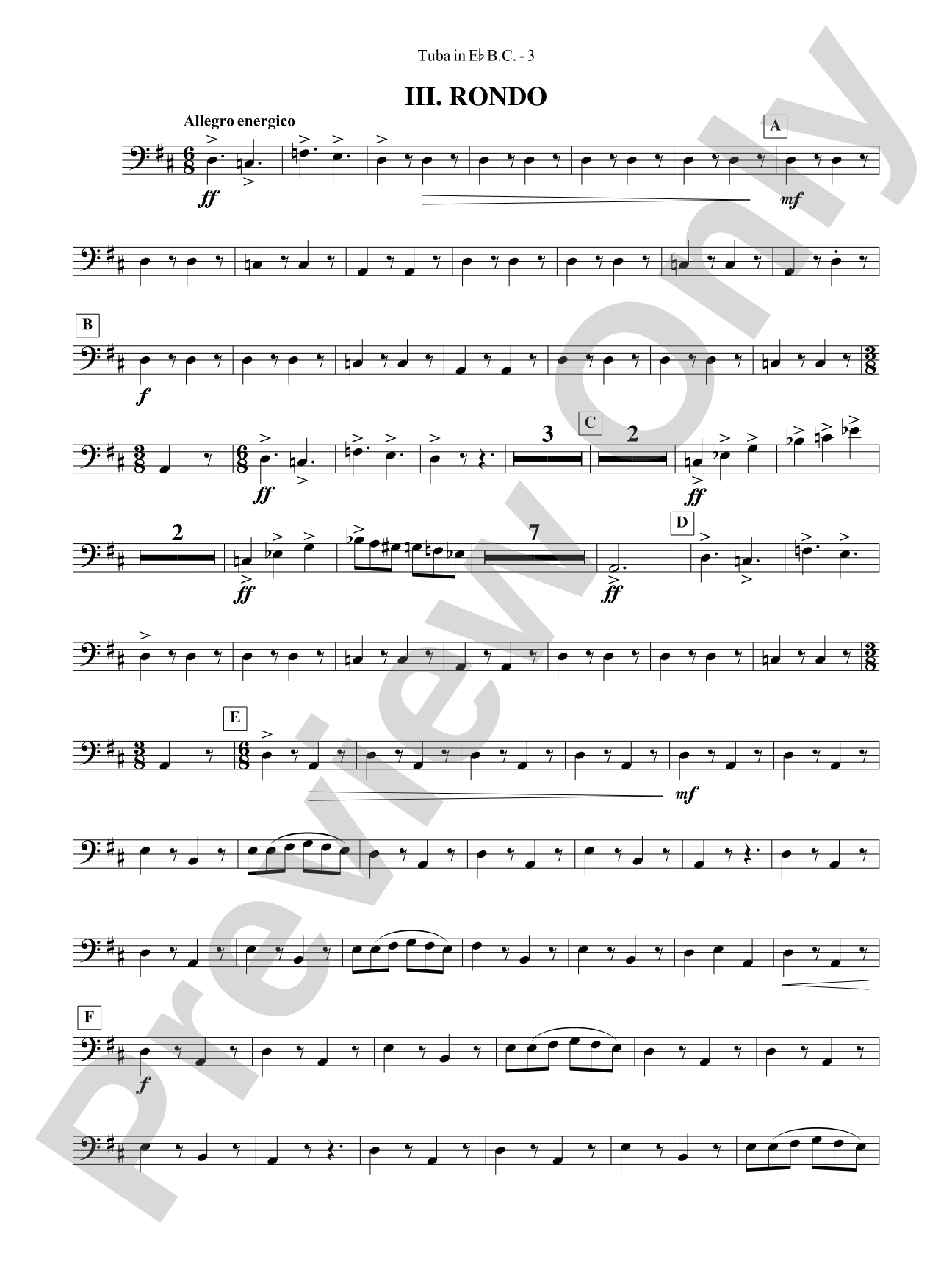 Third Suite (I. March, II. Waltz, III. Rondo): (wp) E-flat Tuba B.C.