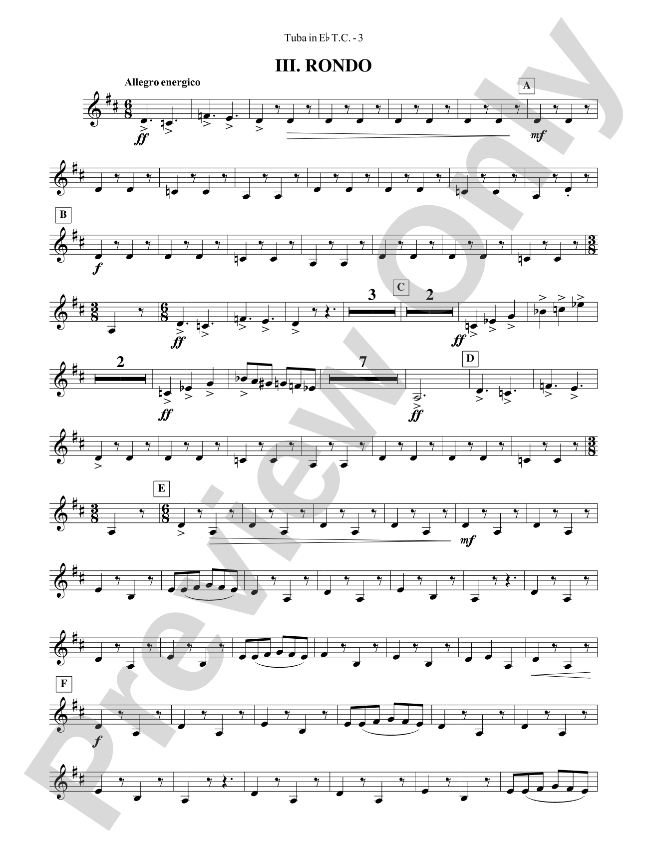 Third Suite (I. March, II. Waltz, III. Rondo): (wp) E-flat Tuba T.C.