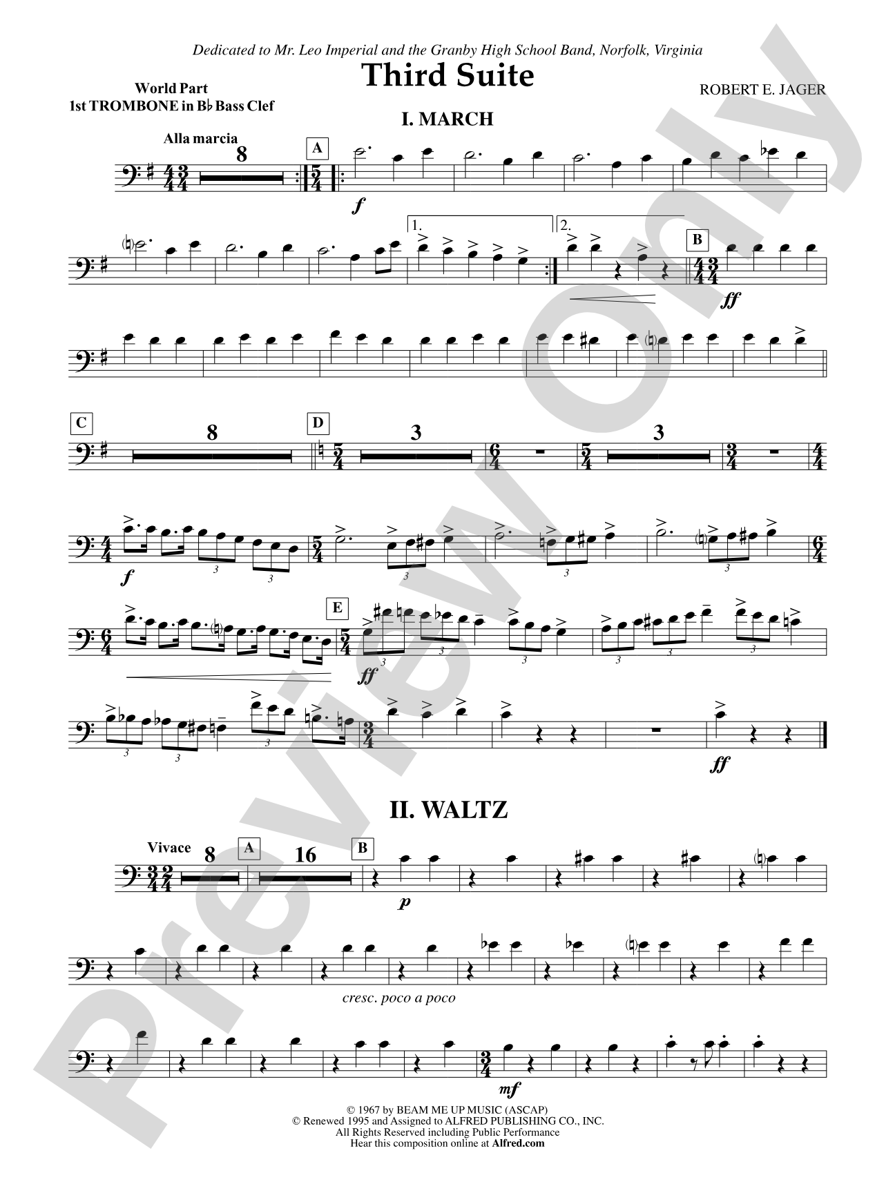 Third Suite (I. March, II. Waltz, III. Rondo): (wp) 1st B-flat Trombone B.C.
