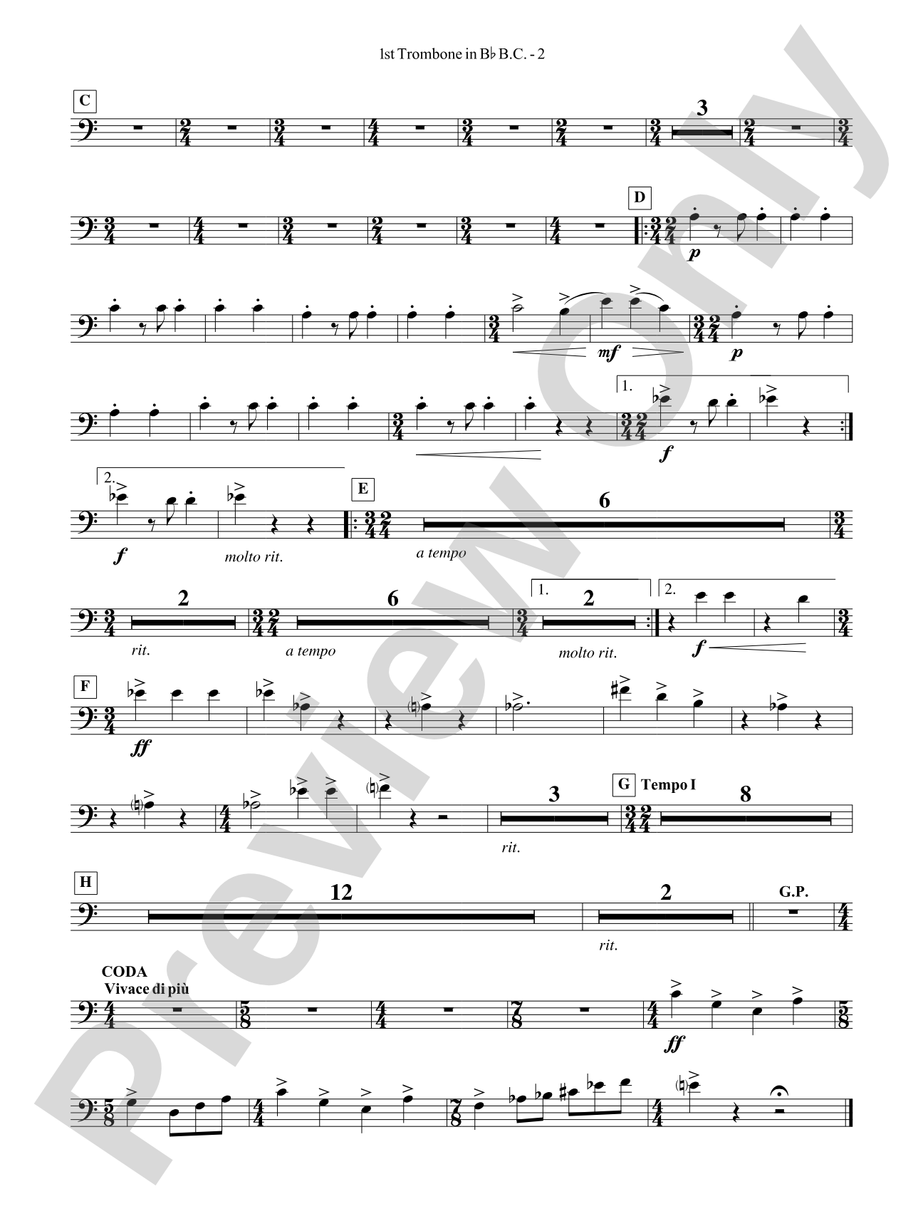 Third Suite (I. March, II. Waltz, III. Rondo): (wp) 1st B-flat Trombone B.C.