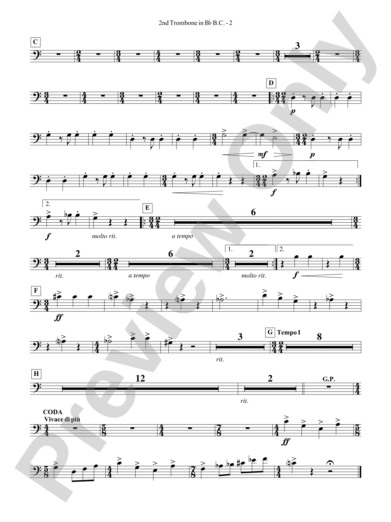 Third Suite (I. March, II. Waltz, III. Rondo): (wp) 2nd B-flat Trombone B.C.