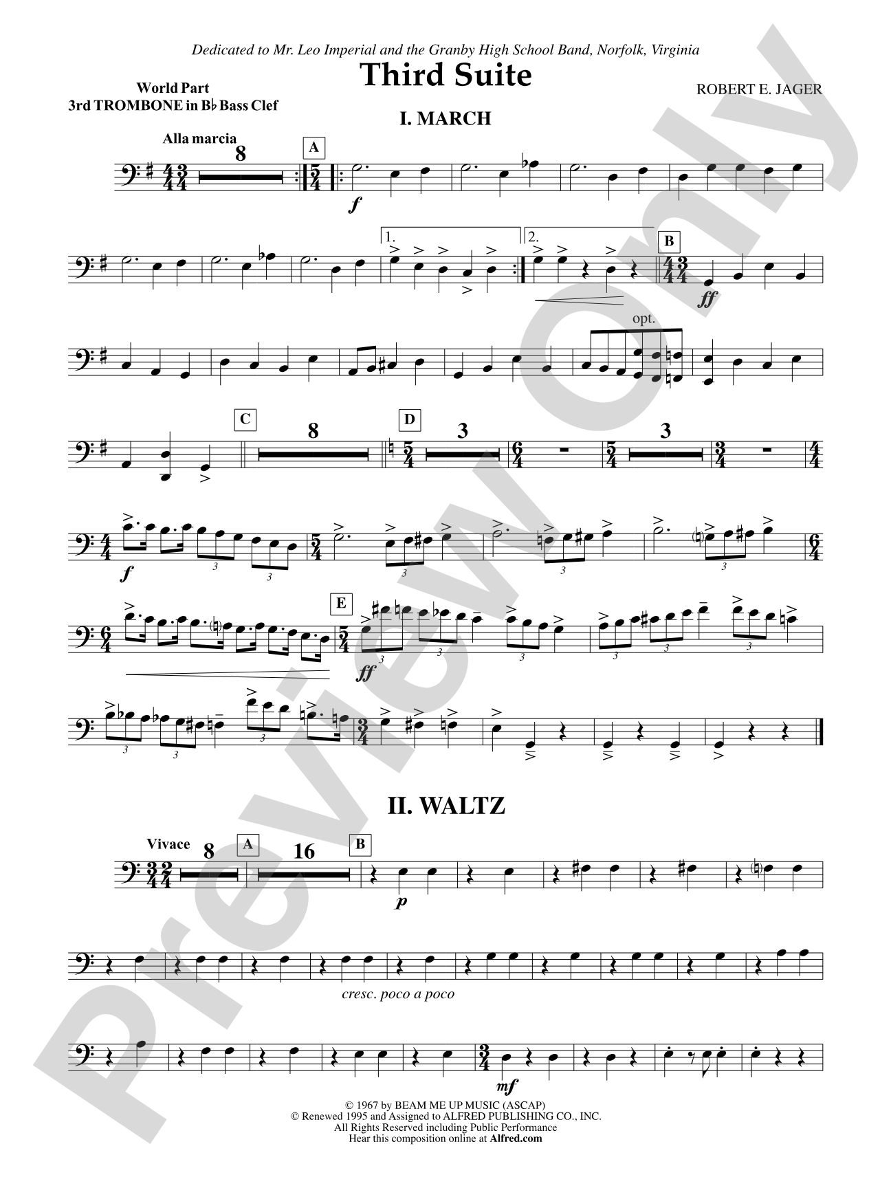 Third Suite (I. March, II. Waltz, III. Rondo): (wp) 3rd B-flat Trombone B.C.