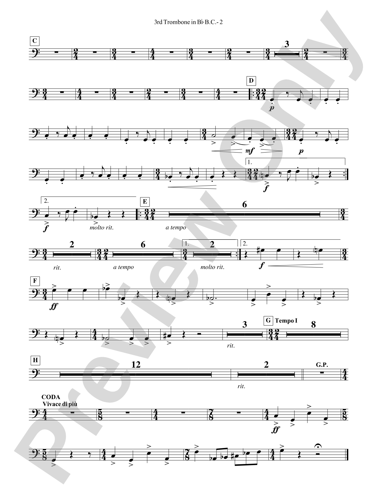 Third Suite (I. March, II. Waltz, III. Rondo): (wp) 3rd B-flat Trombone B.C.