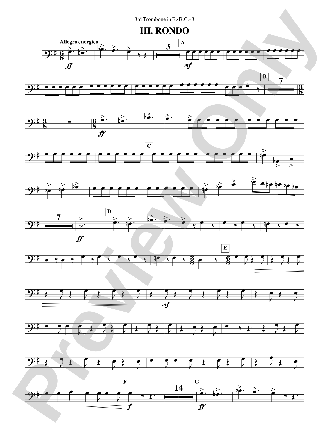 Third Suite (I. March, II. Waltz, III. Rondo): (wp) 3rd B-flat Trombone B.C.