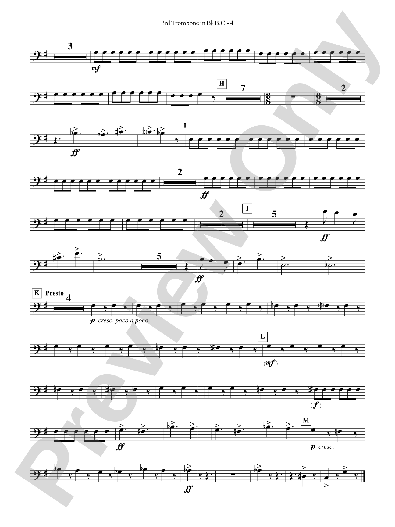 Third Suite (I. March, II. Waltz, III. Rondo): (wp) 3rd B-flat Trombone B.C.