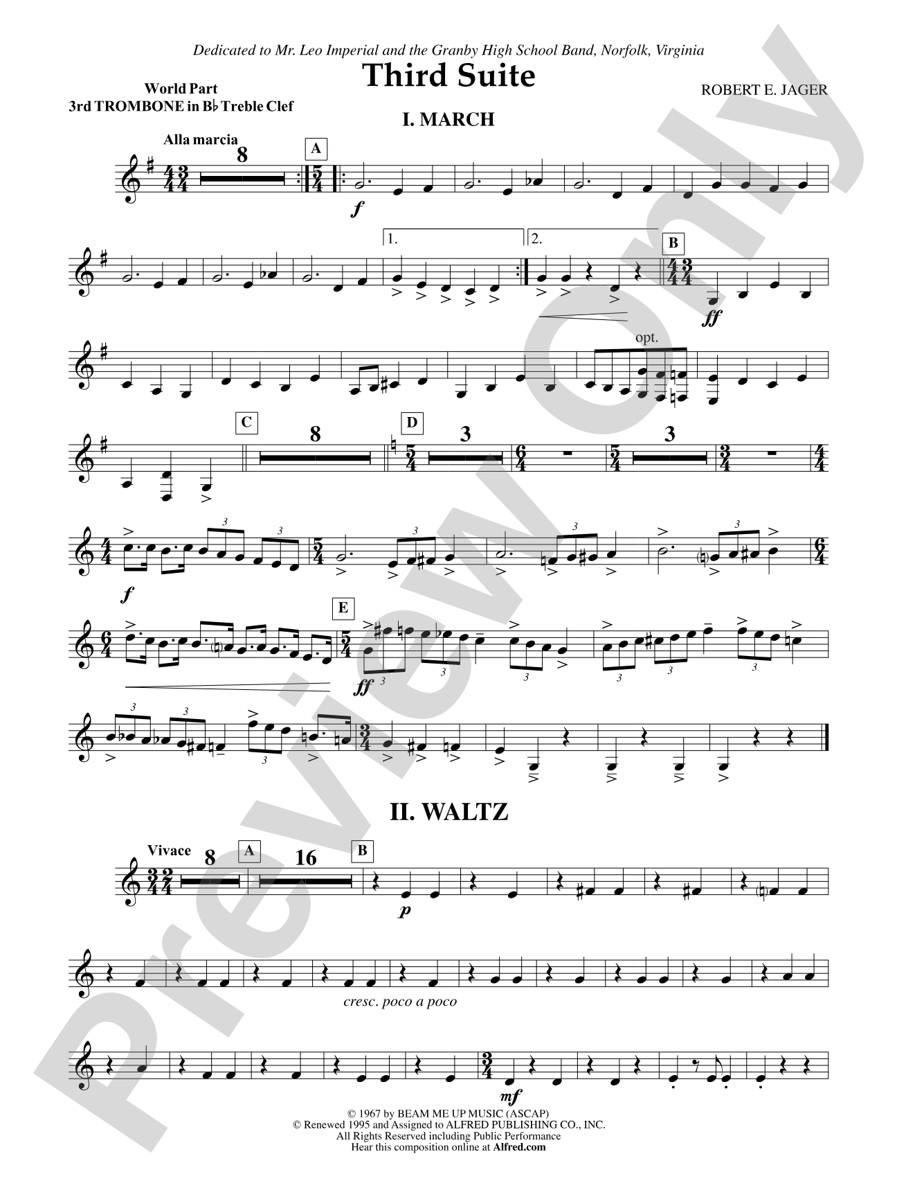 Third Suite (I. March, II. Waltz, III. Rondo): (wp) 3rd B-flat Trombone T.C.