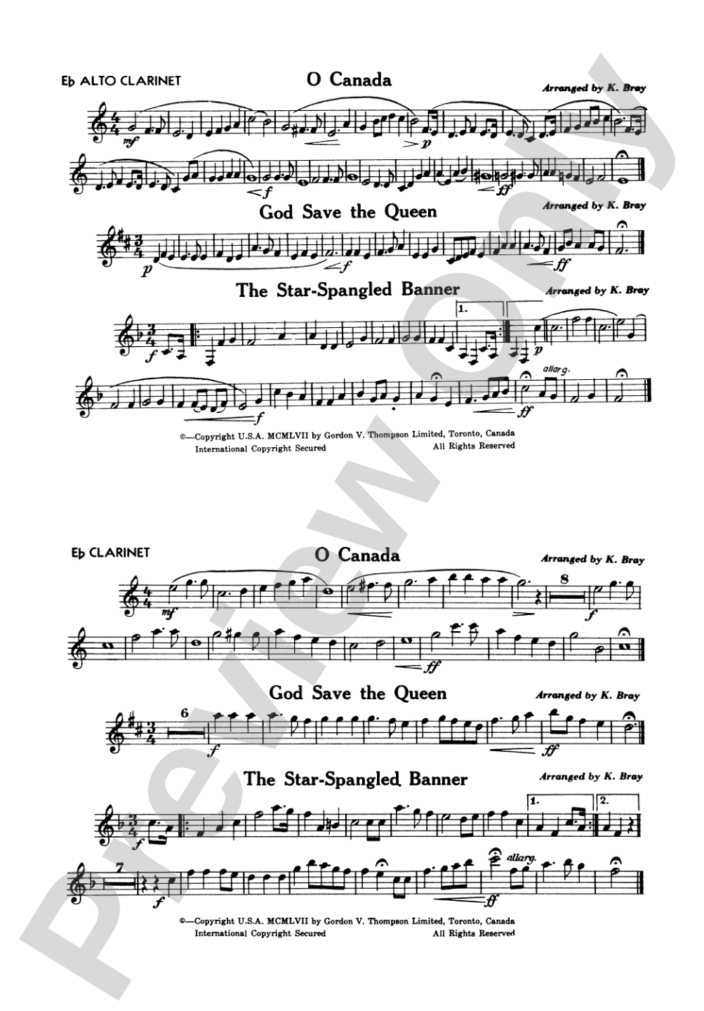 O Canada / God Save the Queen / Star-Spangled Banner: E-flat Alto Clarinet and E-flat Clarinet