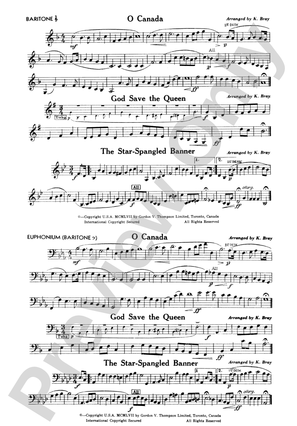 O Canada / God Save the Queen / Star-Spangled Banner: Baritone T.C. and Euphonium