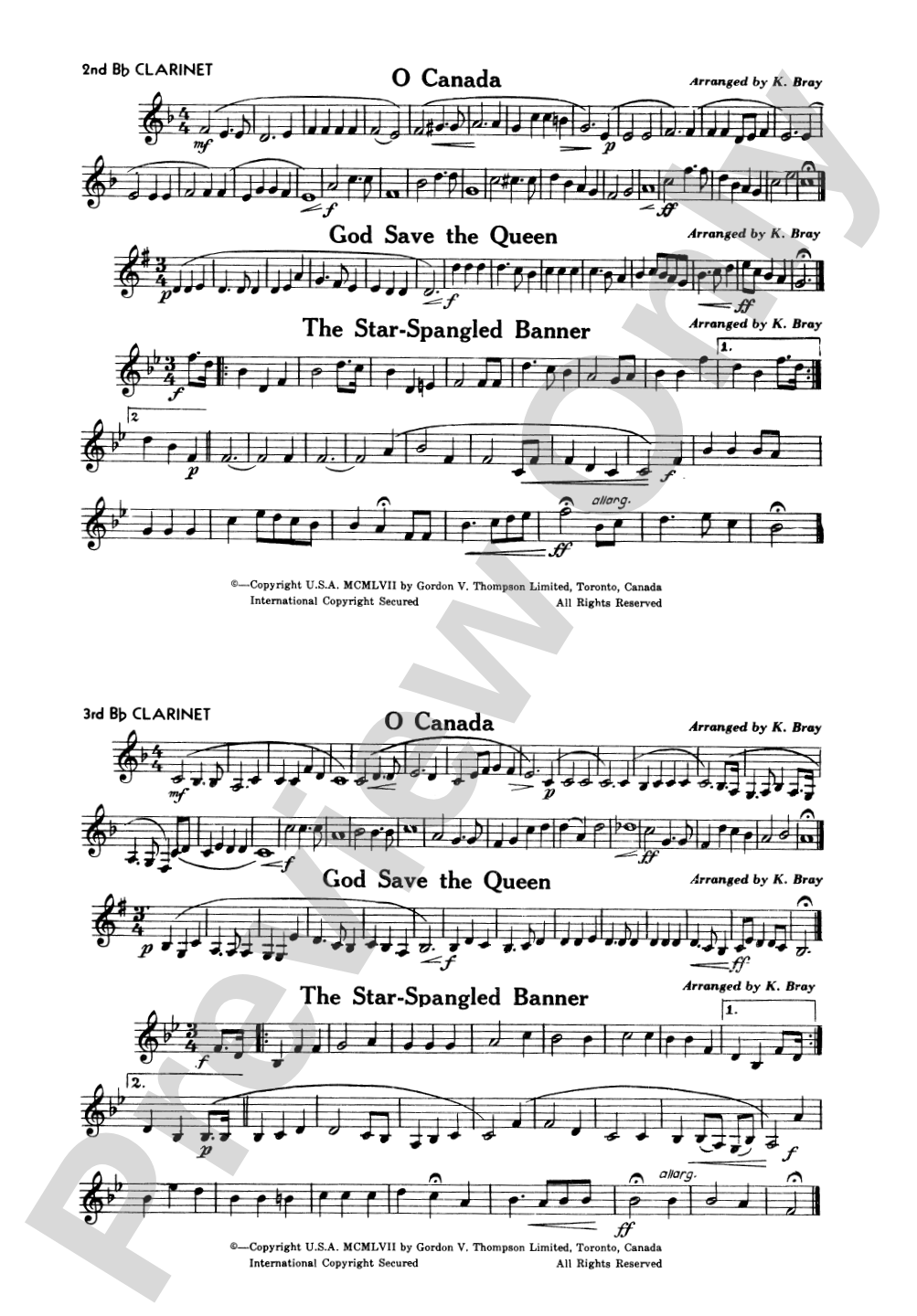 O Canada / God Save the Queen / Star-Spangled Banner: 2nd & 3rd B-flat Clarinets
