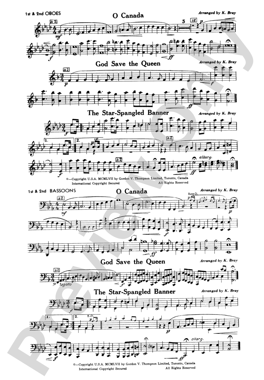 O Canada / God Save the Queen / Star-Spangled Banner: 1st & 2nd Oboe and 1st & 2nd Bassoons