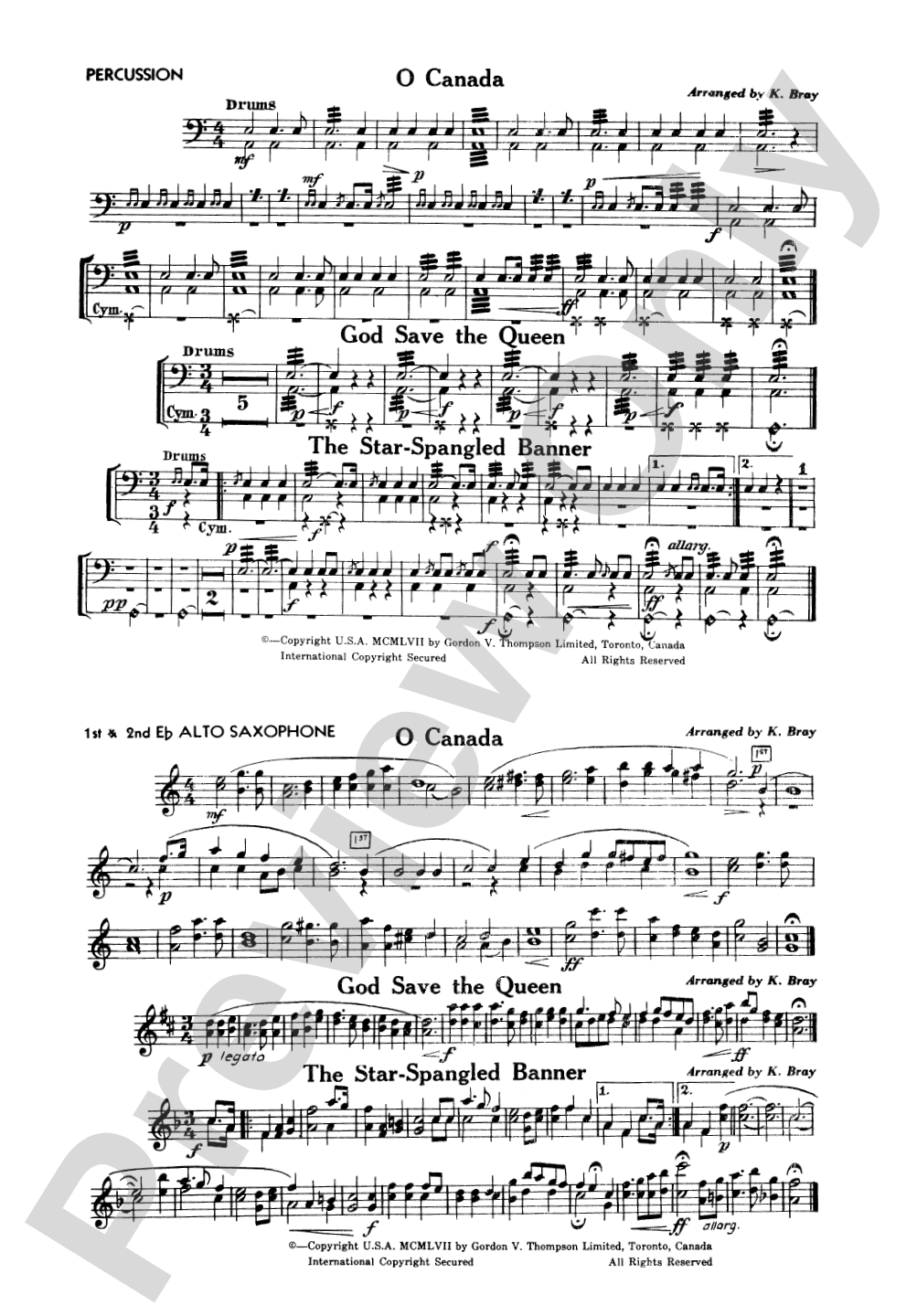O Canada / God Save the Queen / Star-Spangled Banner: 1st Percussion and 1st & 2nd E-flat Alto Saxophone