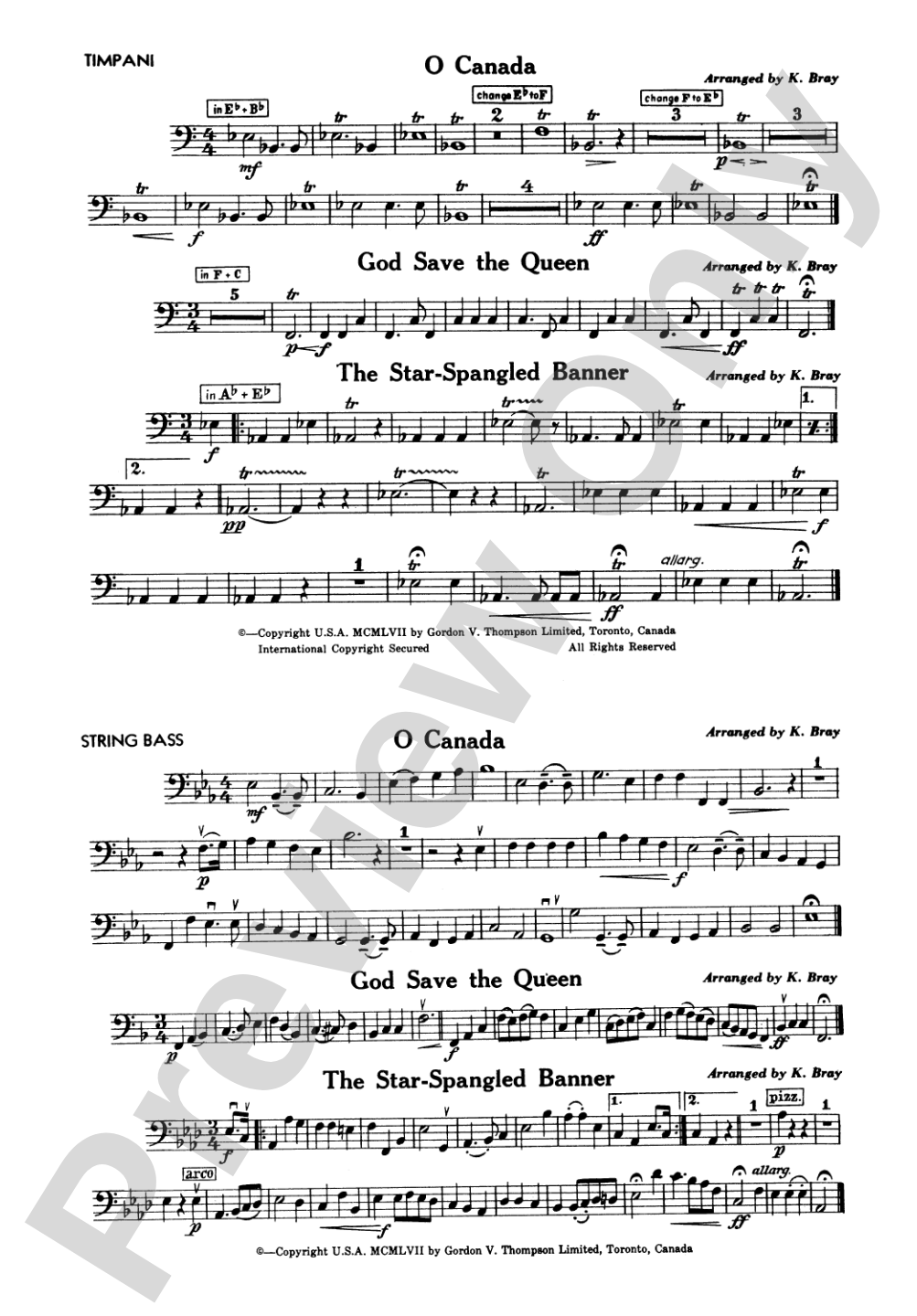 O Canada / God Save the Queen / Star-Spangled Banner: Timpani and String Bass