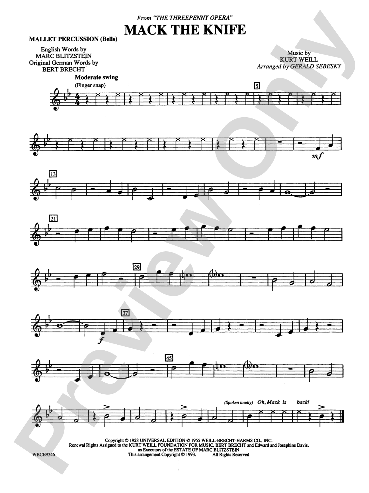 Mack the Knife (from The Threepenny Opera): Mallets